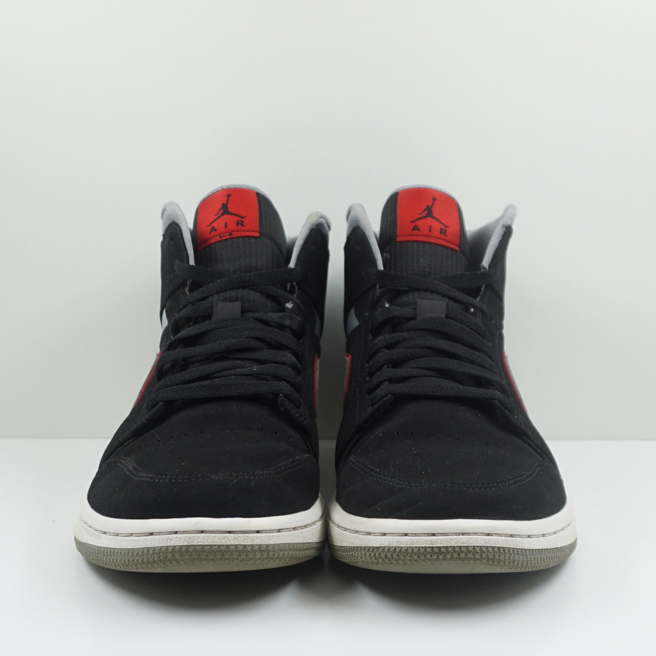 Jordan 1 Mid Black Particle Grey Gym Red