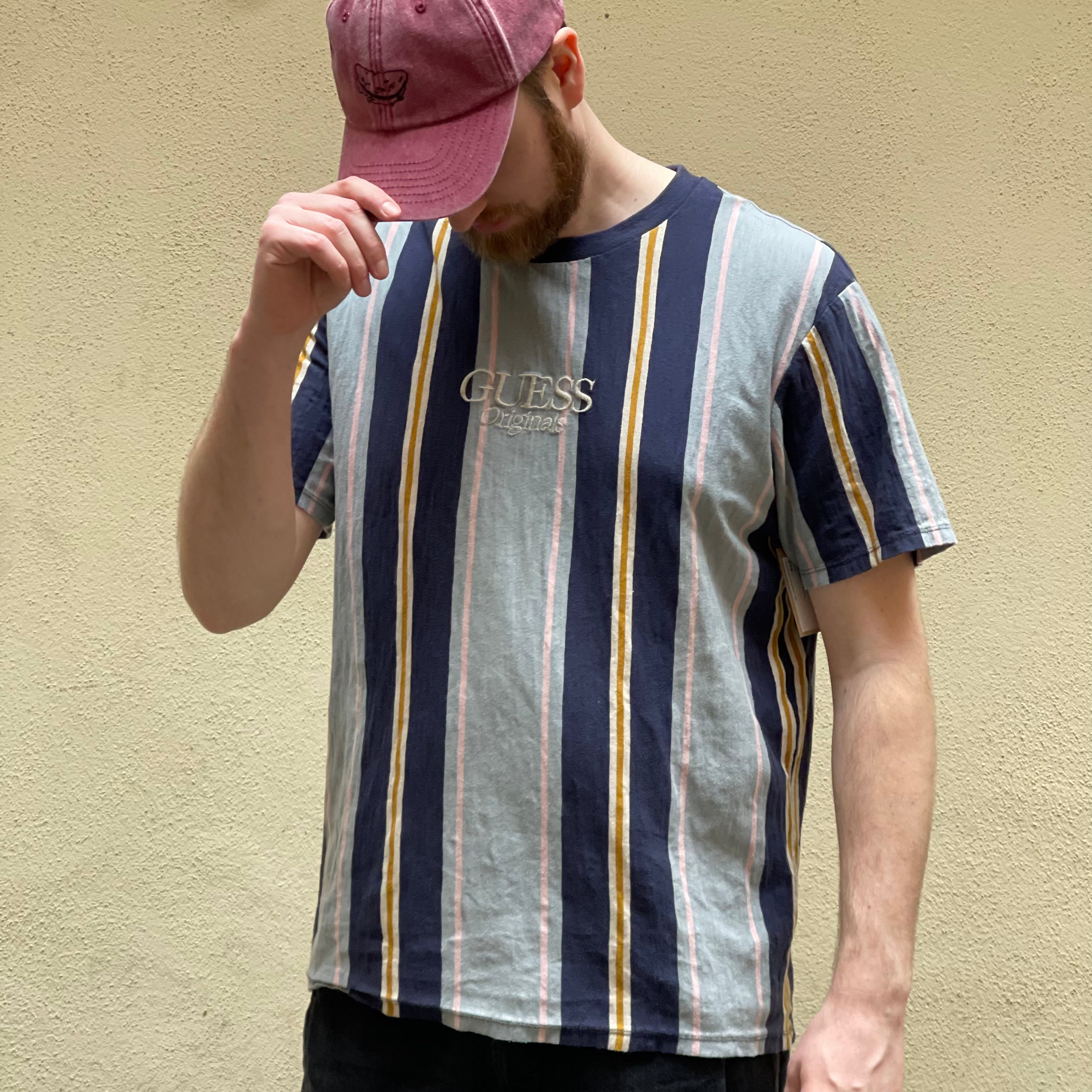 Guess Originals Navy Grey Striped Tshirt