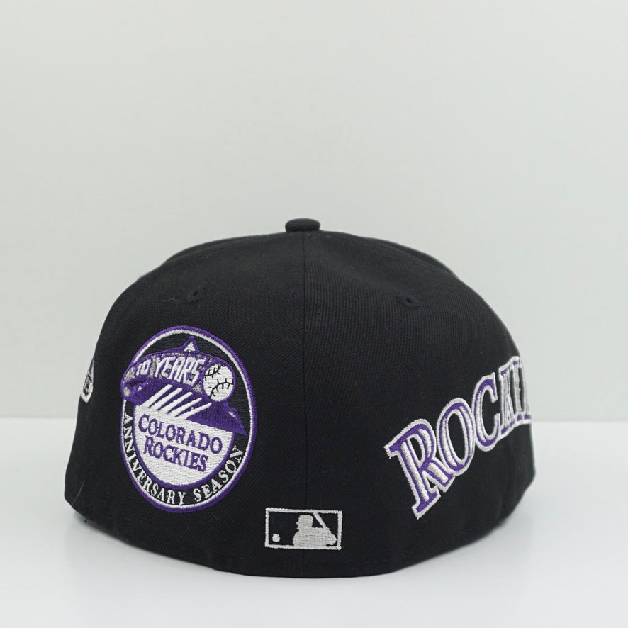 New Era Cooperstown Colorado Rockies Multi Logo Black Purple Fitted Cap