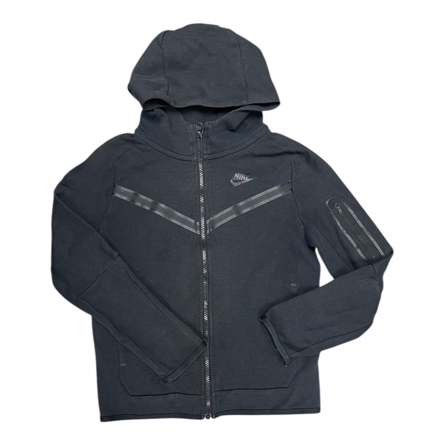 Nike Sportswear Tech Fleece Black Black Full Zip Hoodie (Youth)