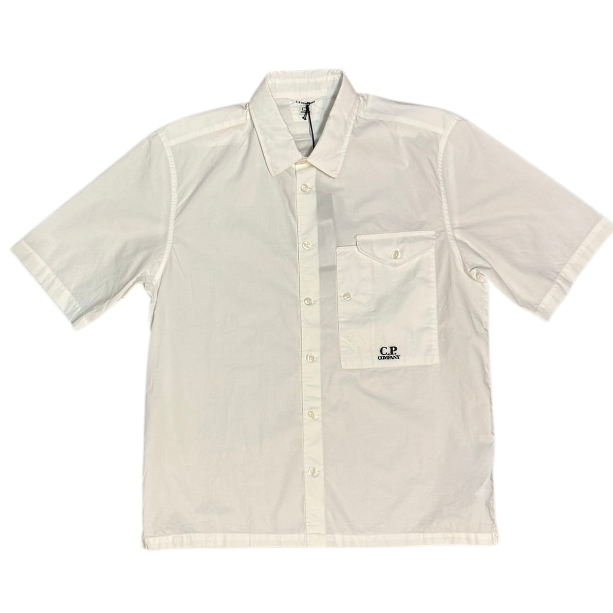C.P Company White Popline Short Sleeve Shirt