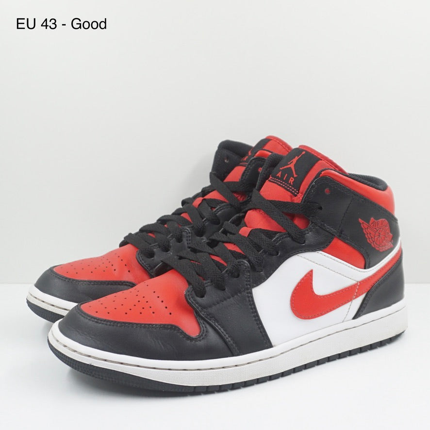 Jordan 1 Mid White Black Red (2022)
