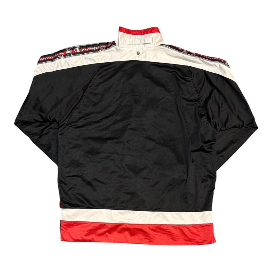Champion Red White Mesh Striped Track Jacket