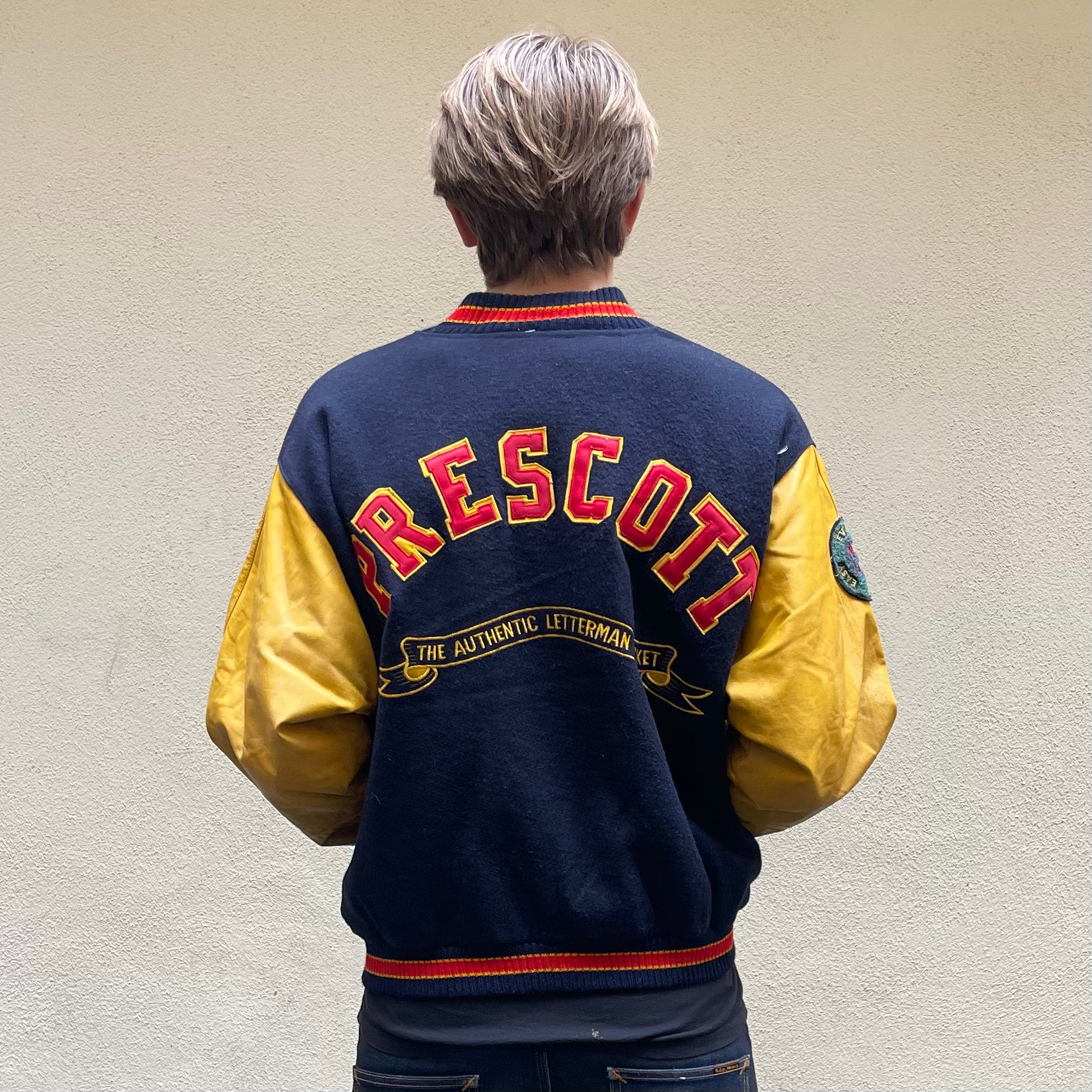 Vintage Powers Prescott Yellow Navy Baseball Jacket
