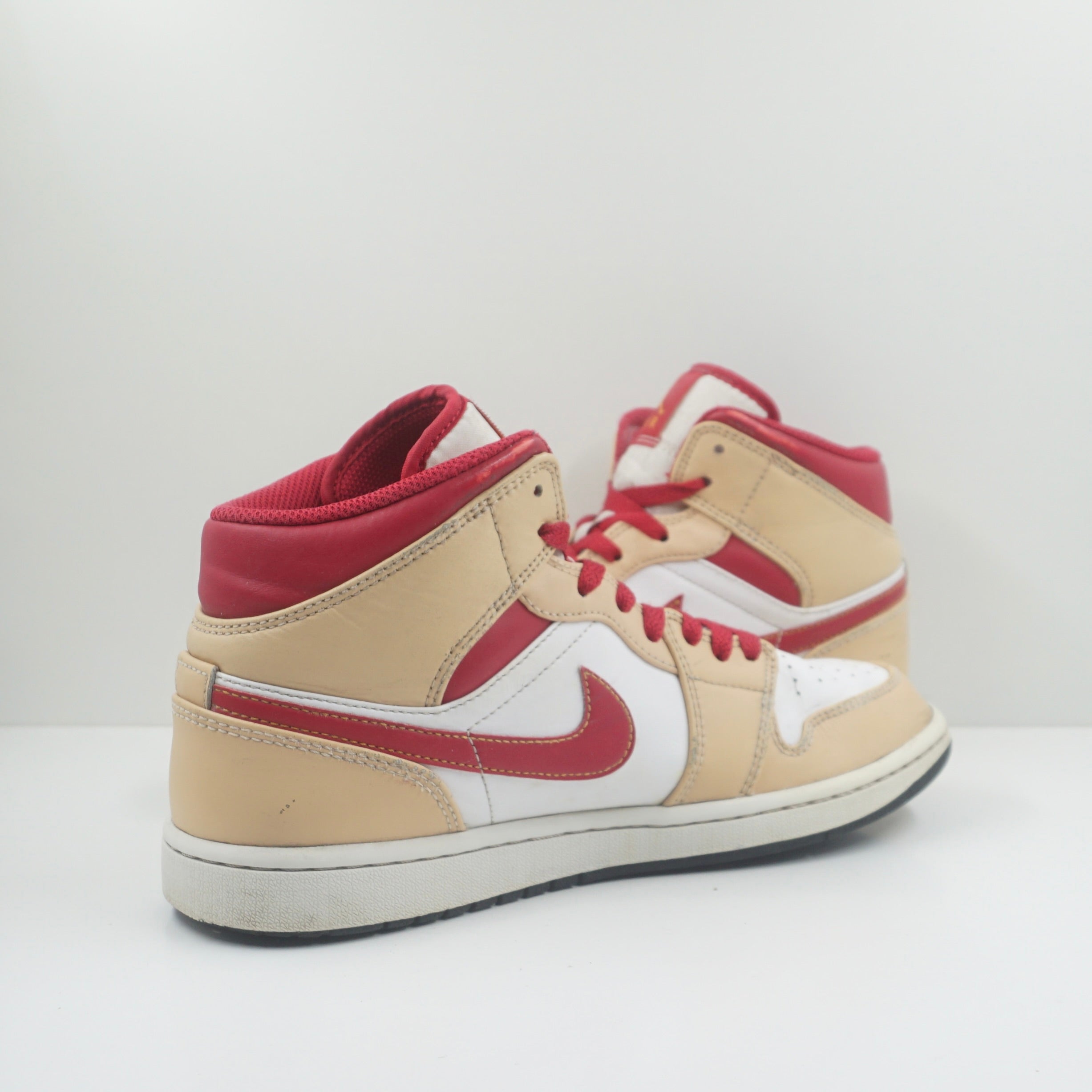 Jordan 1 Mid Light Curry Cardinal