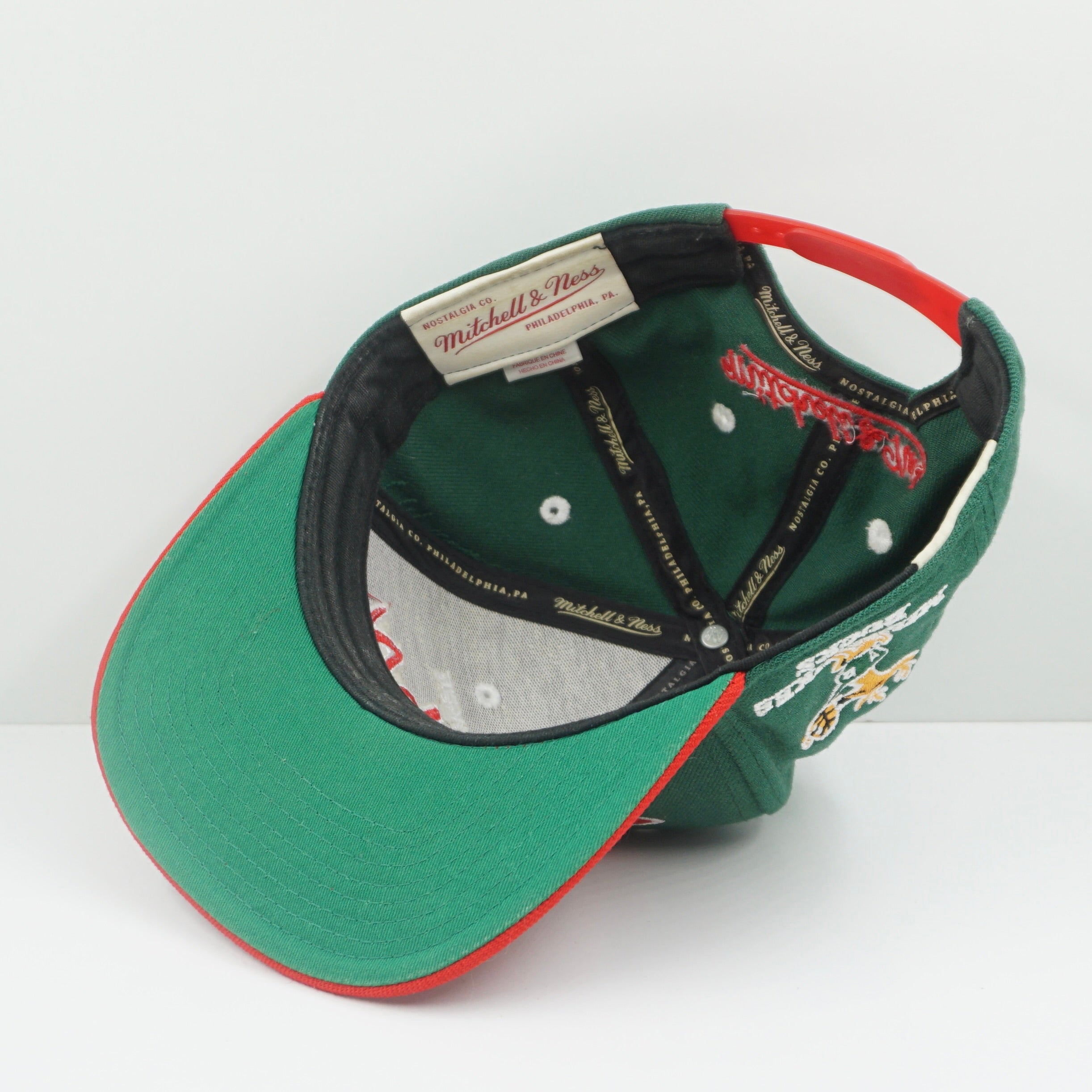 Mitchell & Ness Milwaukee Bucks Green Red Snapback Cap