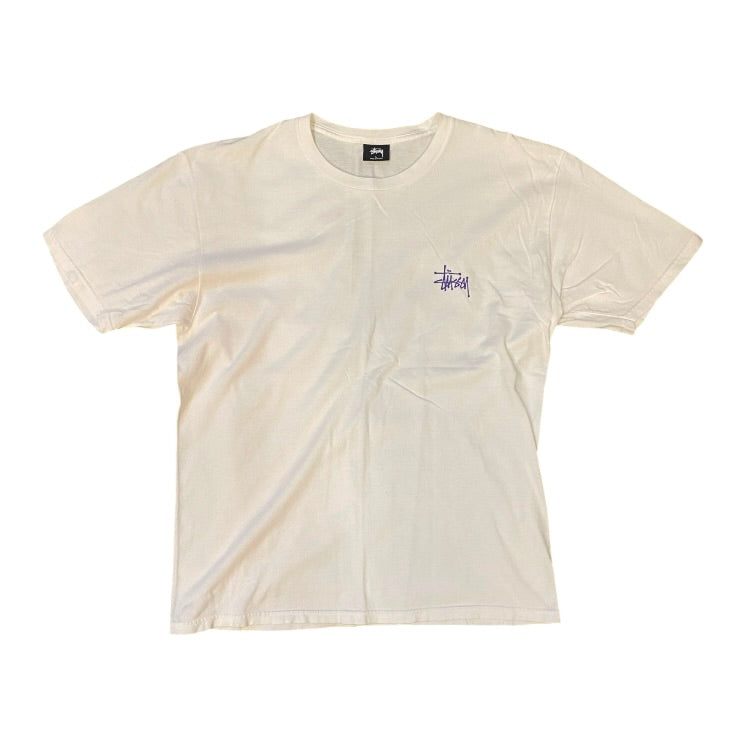 Stussy Signiture Logo White Purple Tshirt
