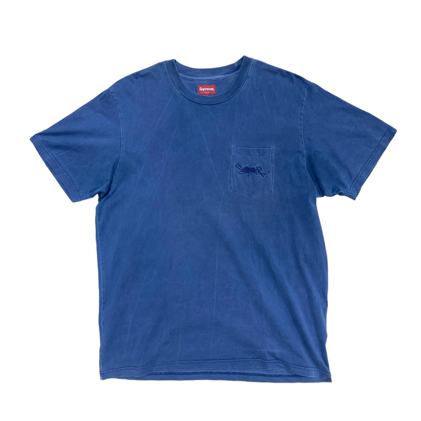 Supreme SS19 Overdye Pocket Navy Tshirt
