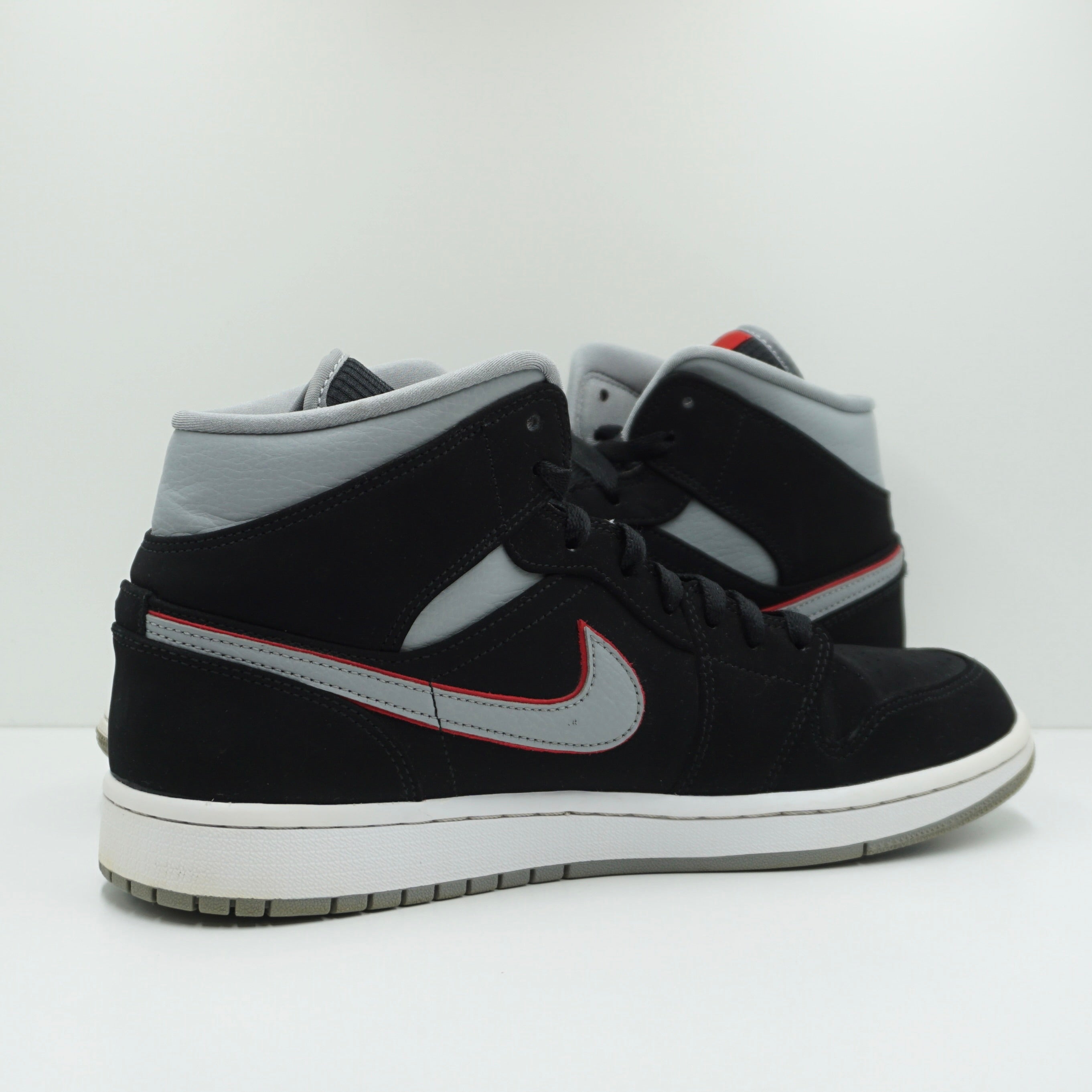 Jordan 1 Mid Black Particle Grey Gym Red