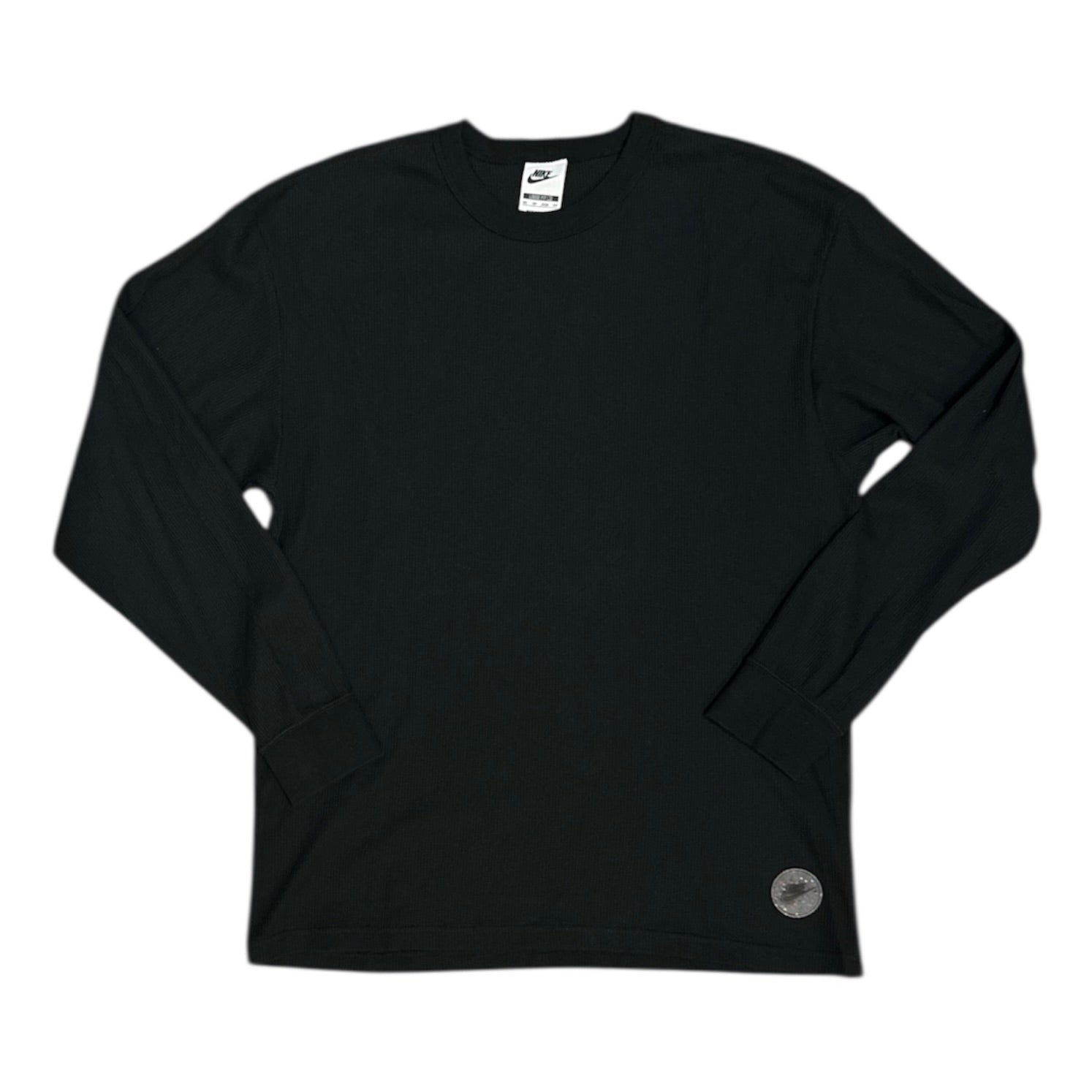 Nike Loose Fit Black Waffle Knit Long Sleeve