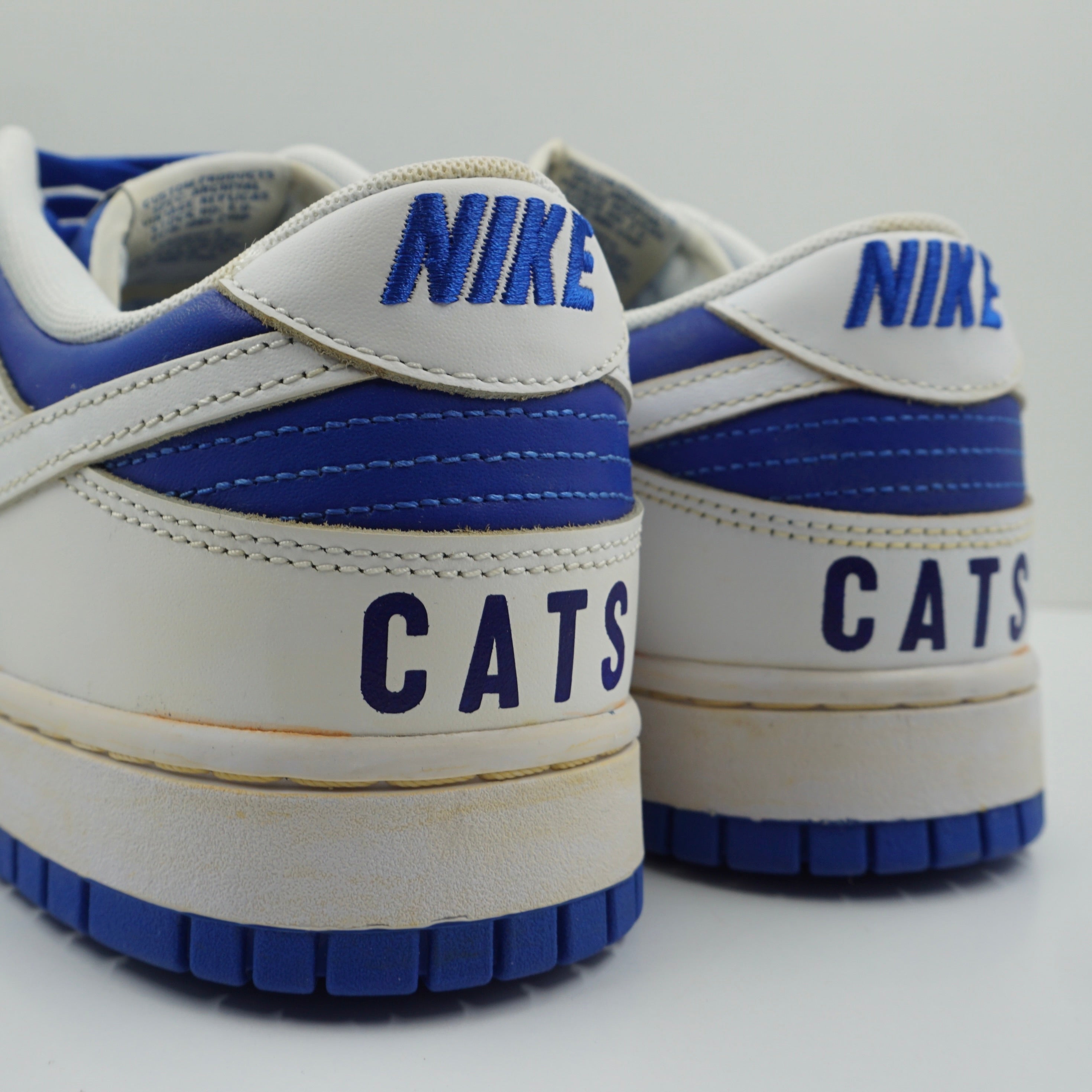 Nike Dunk Low Racer Blue White "CATS" Custom Painted