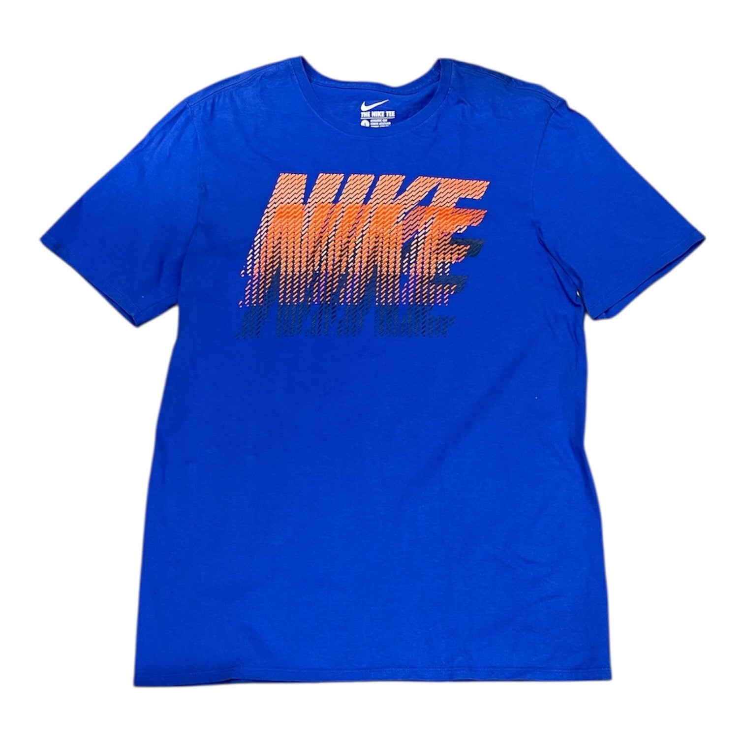 Nike Orange Logo Blue Tshrit