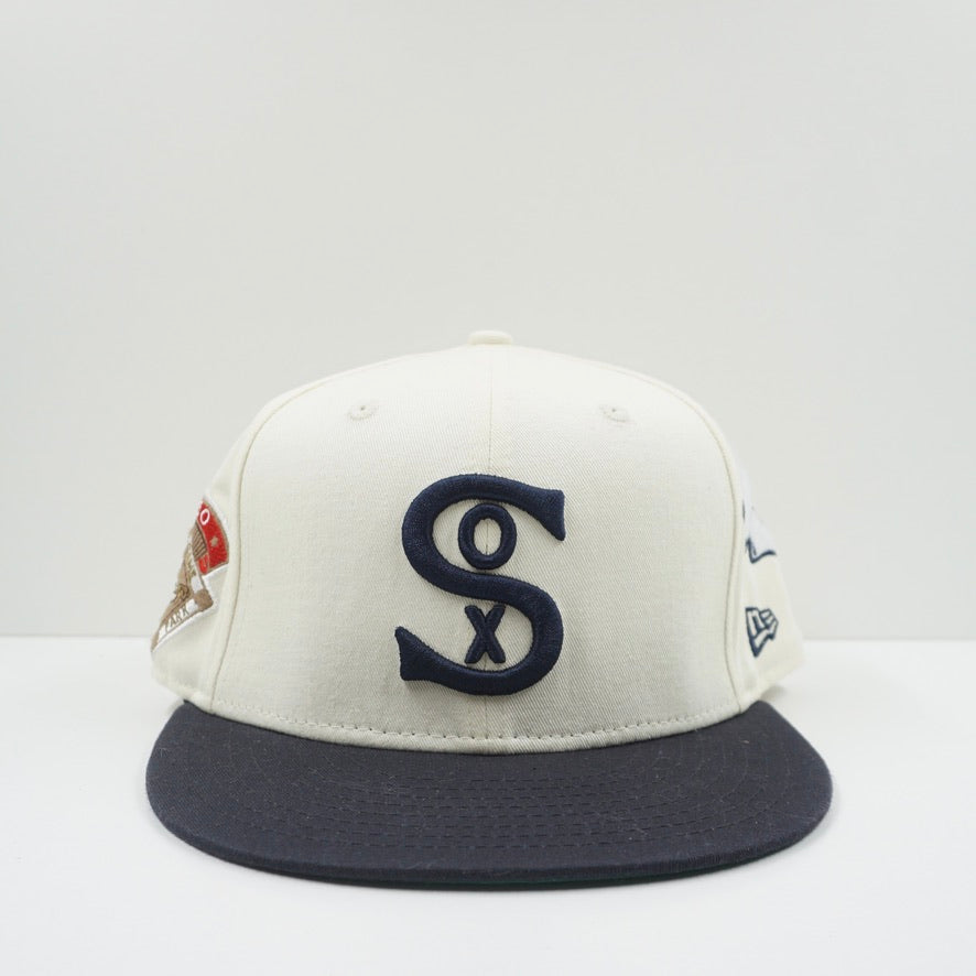 New Era MLB Cooperstown Chicago White Sox Patch Sail Navy Fitted Cap