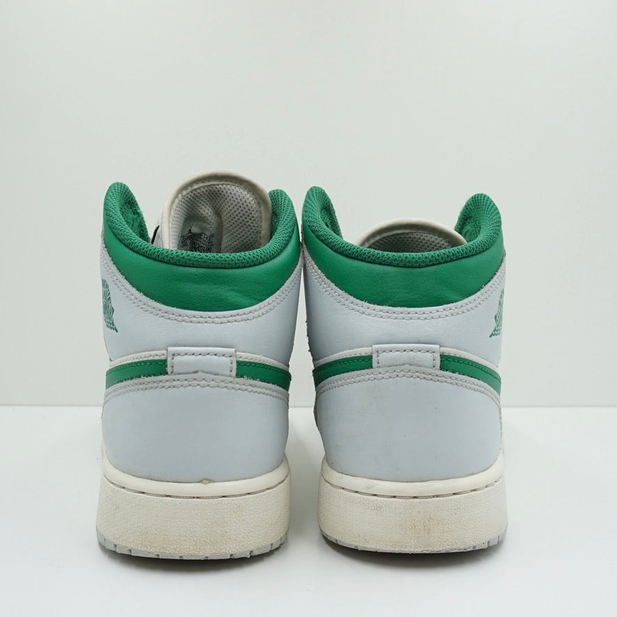 Jordan 1 Mid White Pure Platinum Pine Green (GS)