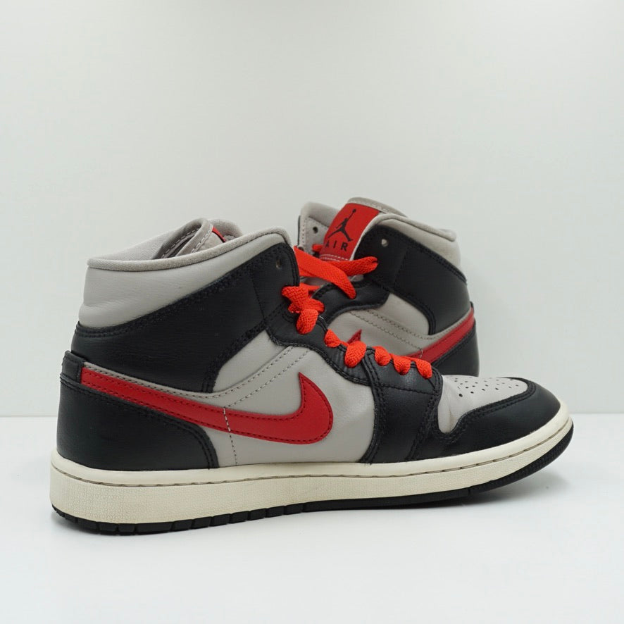 Jordan 1 Mid Black College Grey Gym Red (W)