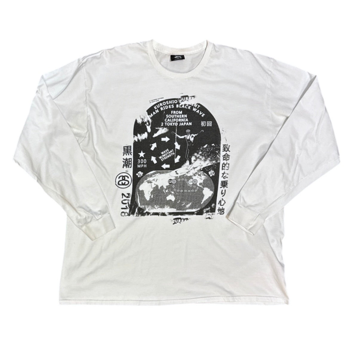 Stussy Black Wave White Long Sleeve