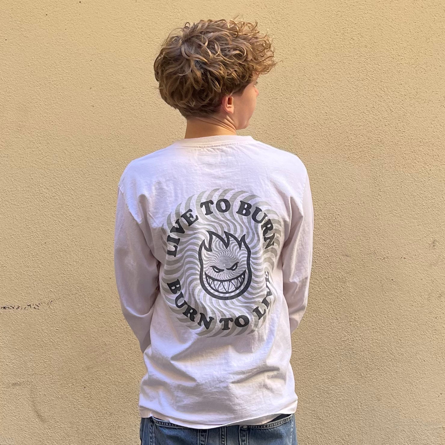Spitfire Live To Burn White Long Sleeve Tshirt
