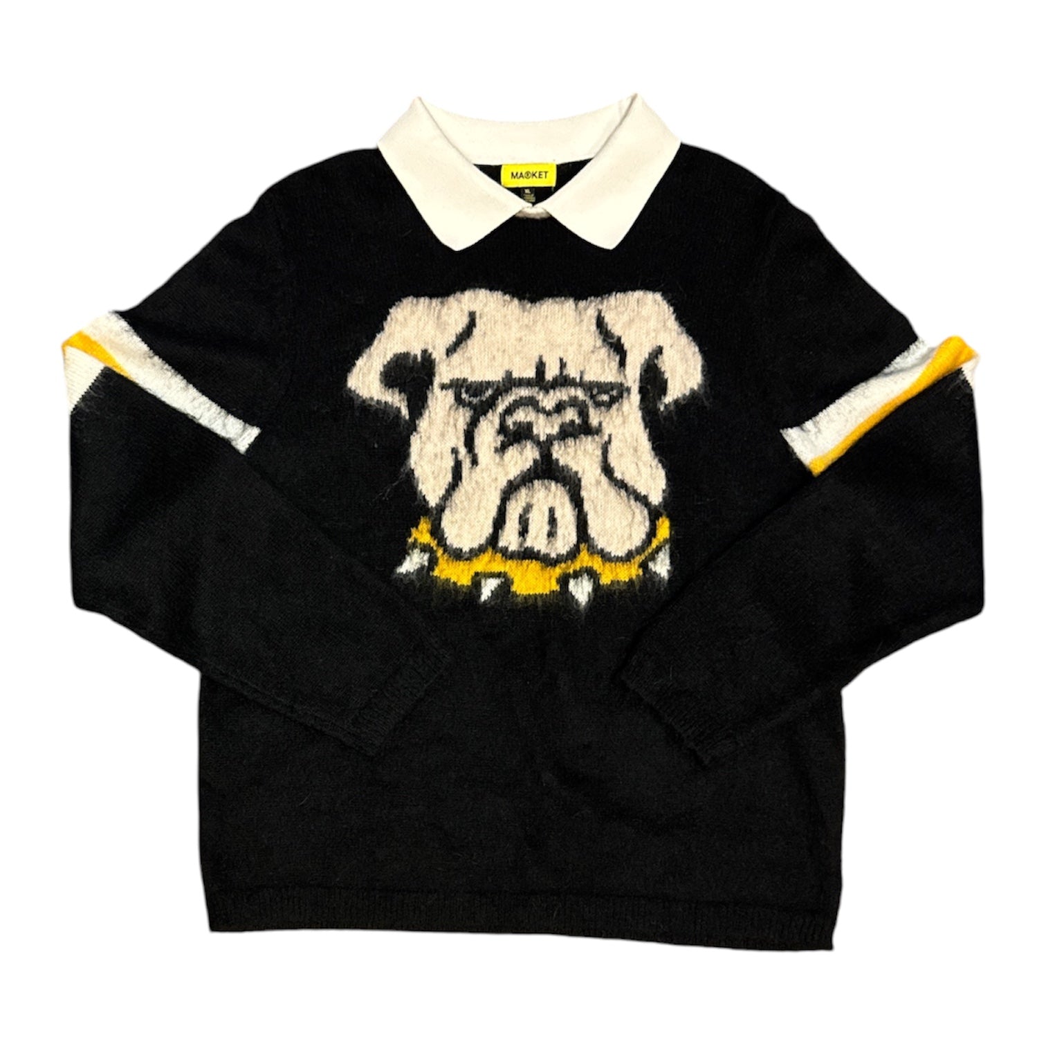 Chinatown Market Bulldog Overload Black Knit Polo