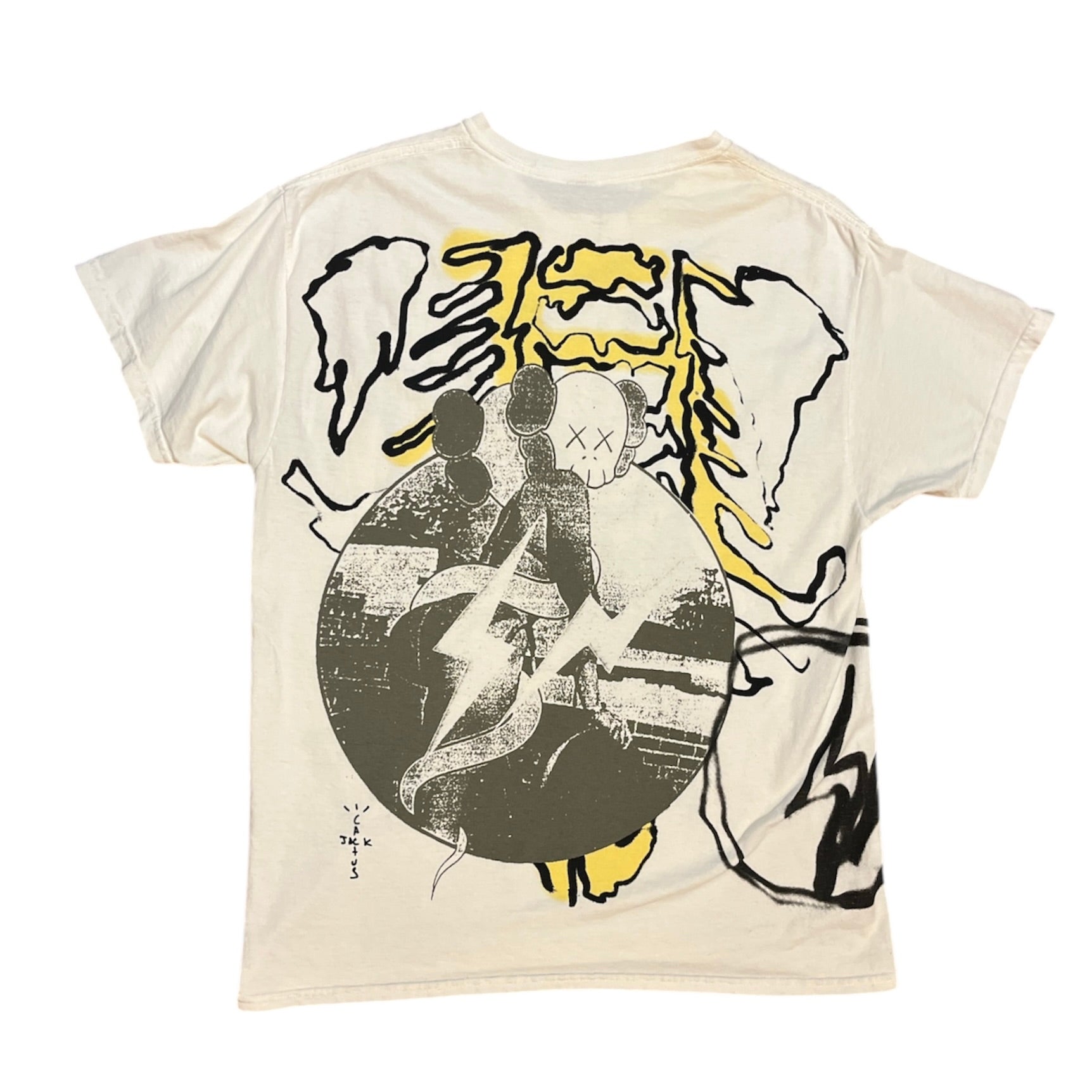 Travis Scott Cactus Jack Kaws For Fragment Aged Yellow Tshirt