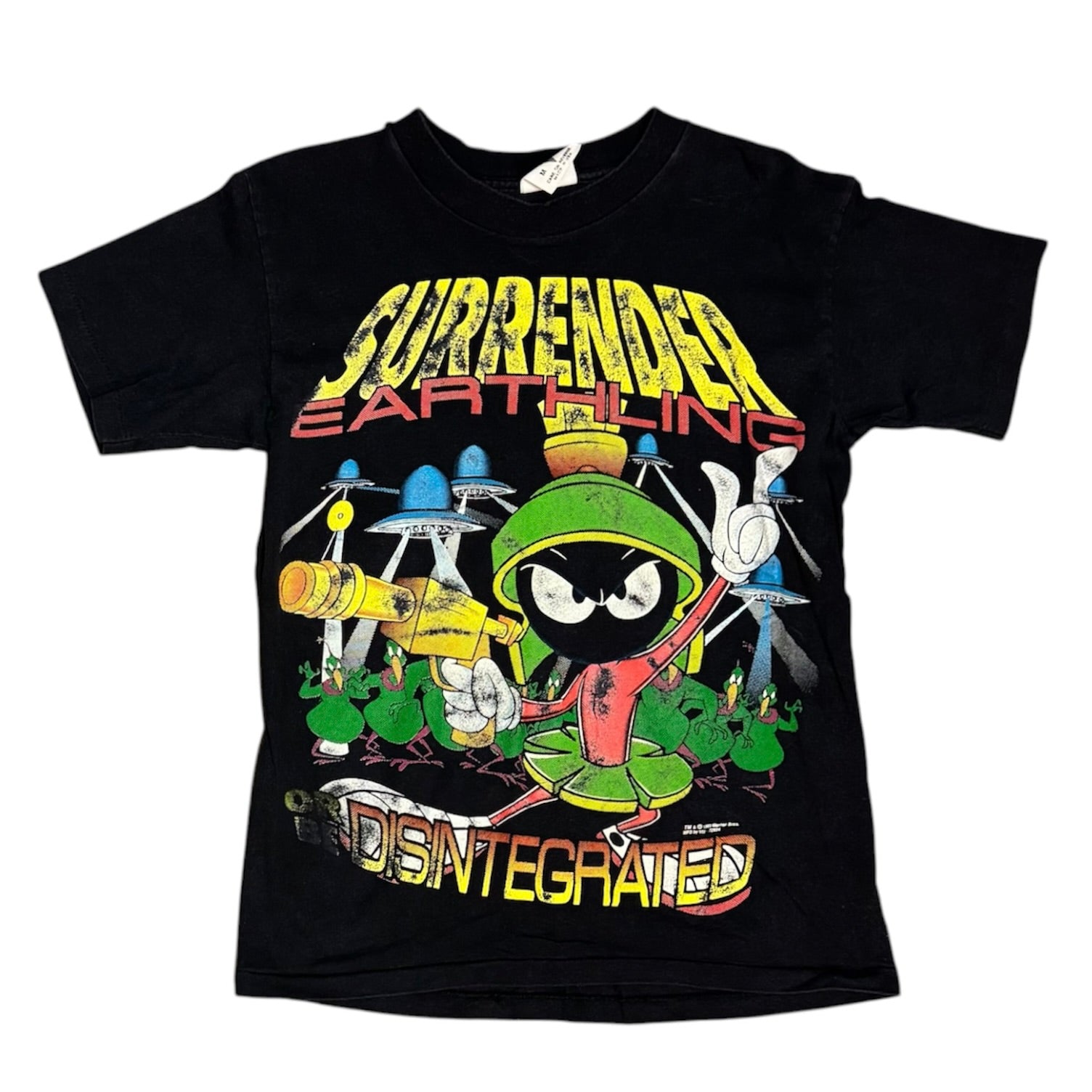 Vintage Marvin The Martian Looney Tunes Surrender Earthlings Black Tshirt