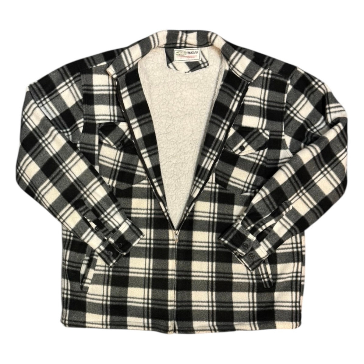 Hanover Black White Fleece Lined Plaid Shirt Jacket