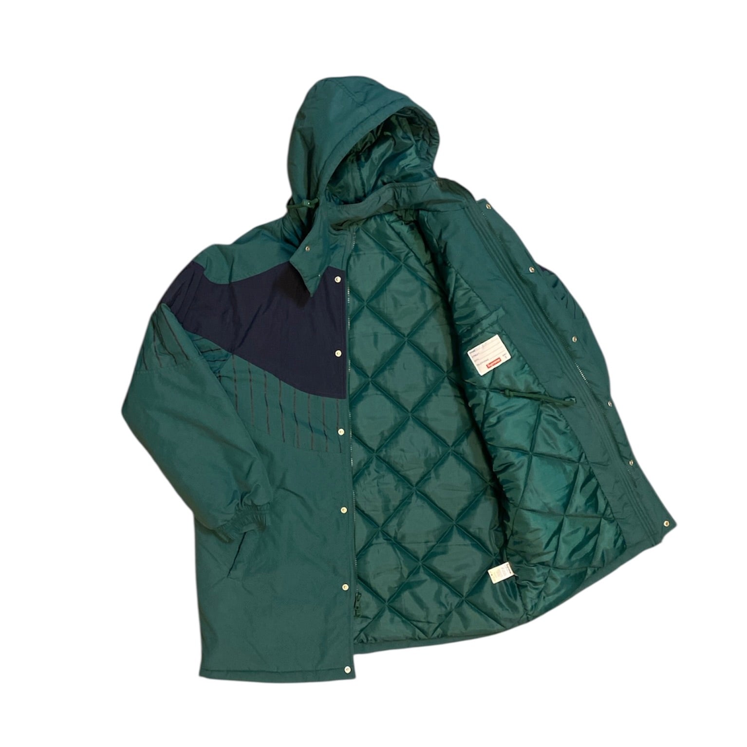 Supreme FW19 Pinstripe Panel Sports Parka Green