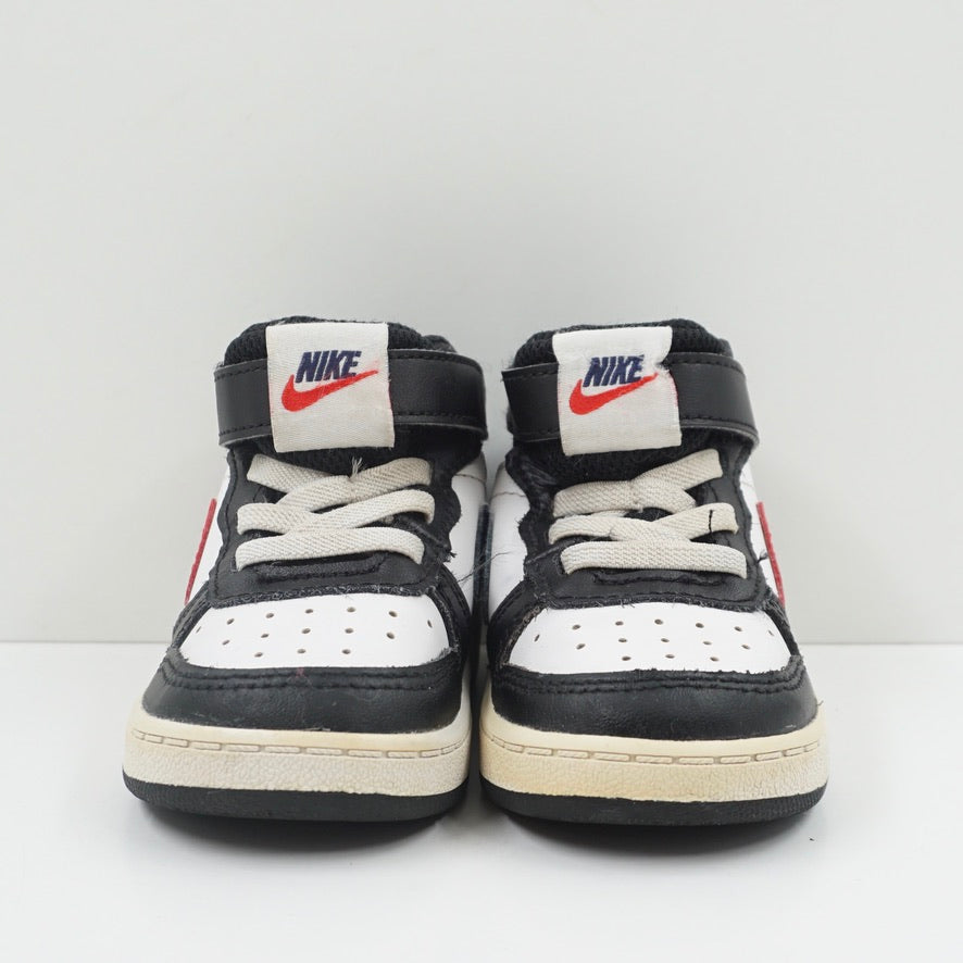 Nike Court Borough 2 Mid White Black University Red Toddler
