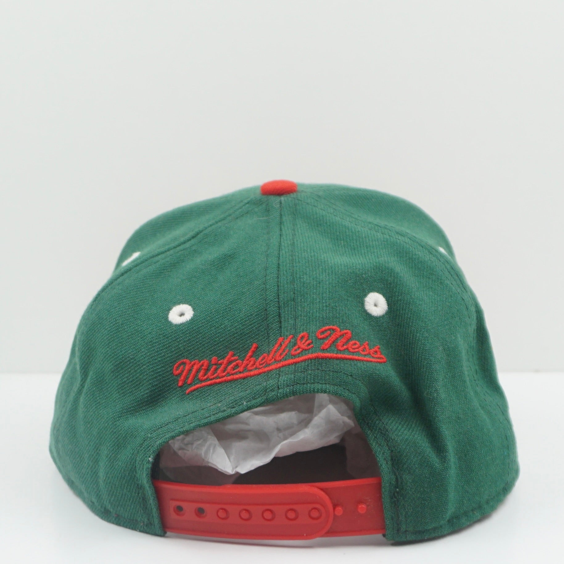 Mitchell & Ness Milwaukee Bucks Green Red Snapback Cap