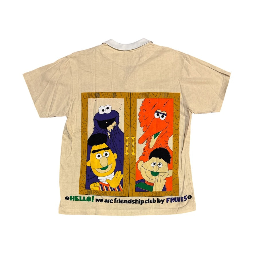 Vintage Sesame Street Friendship Club Beige Polo Tshirt