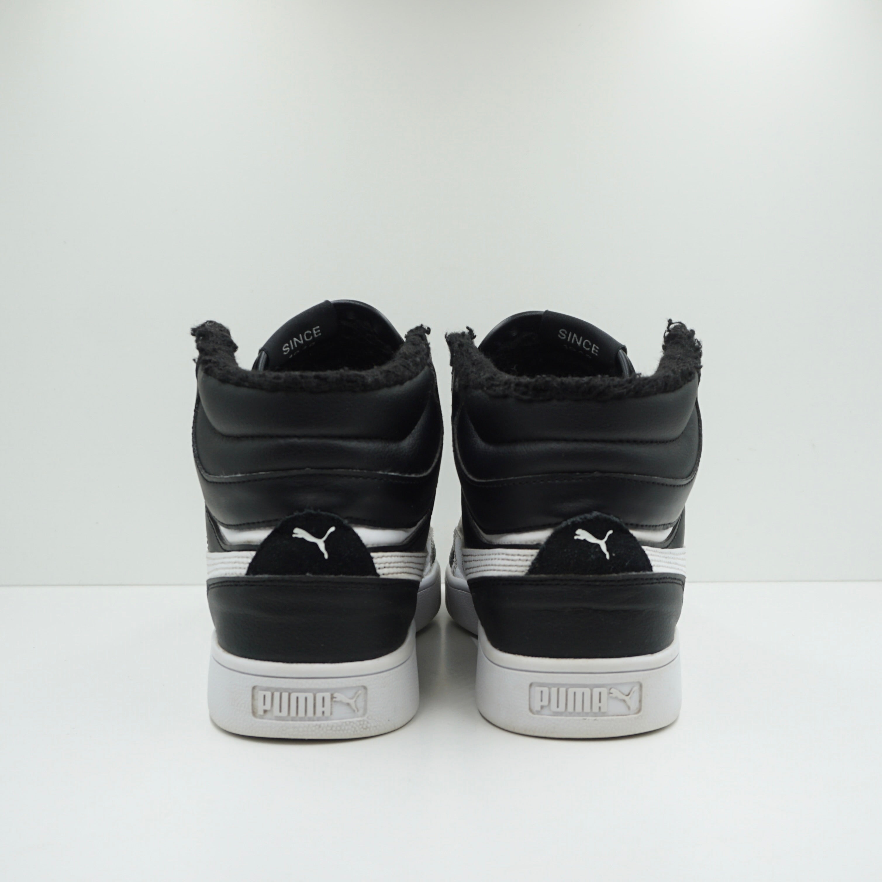 Puma Shuffle Mid Fur White Black