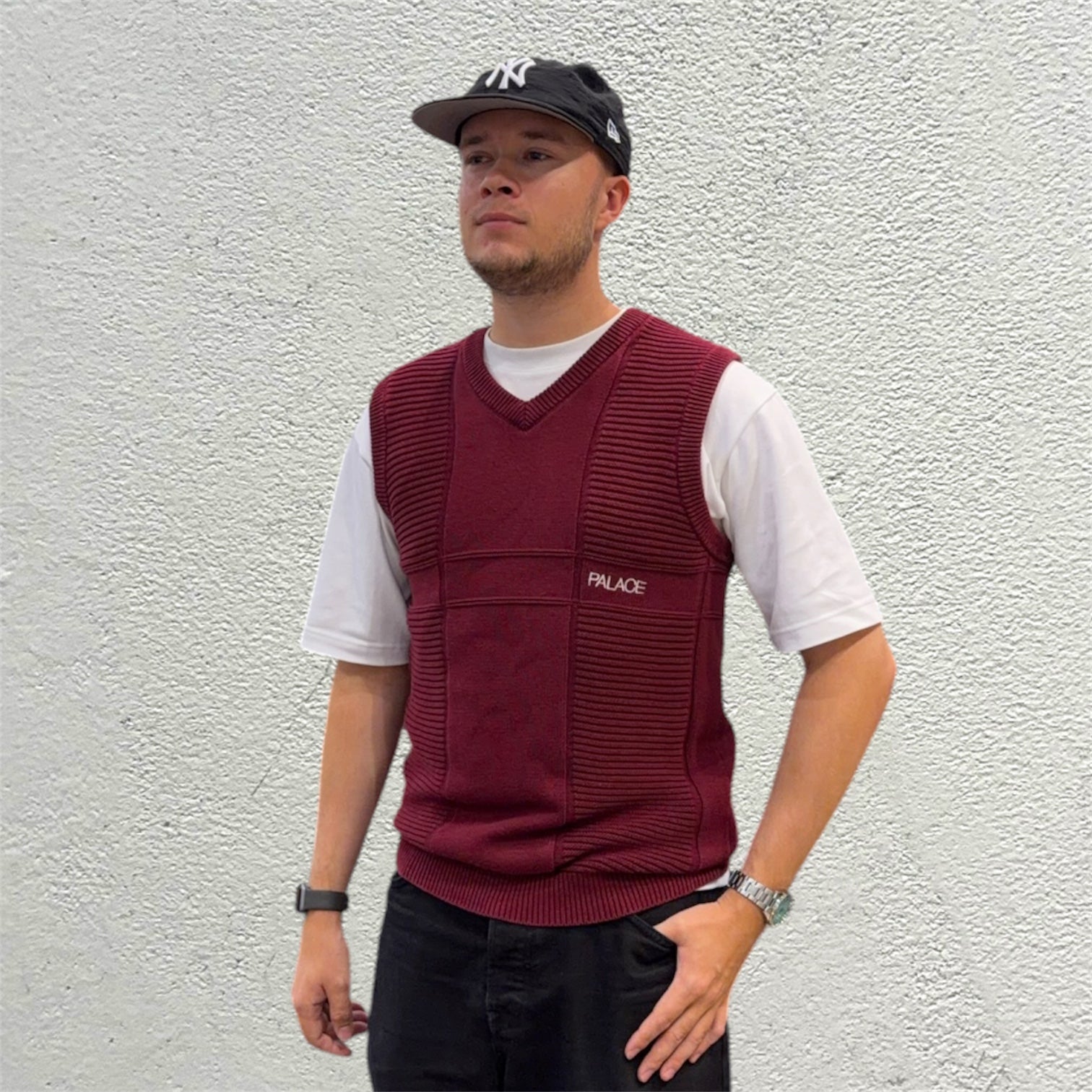 Palace Retire Reflex Burgundy Slipover Knitted Vest