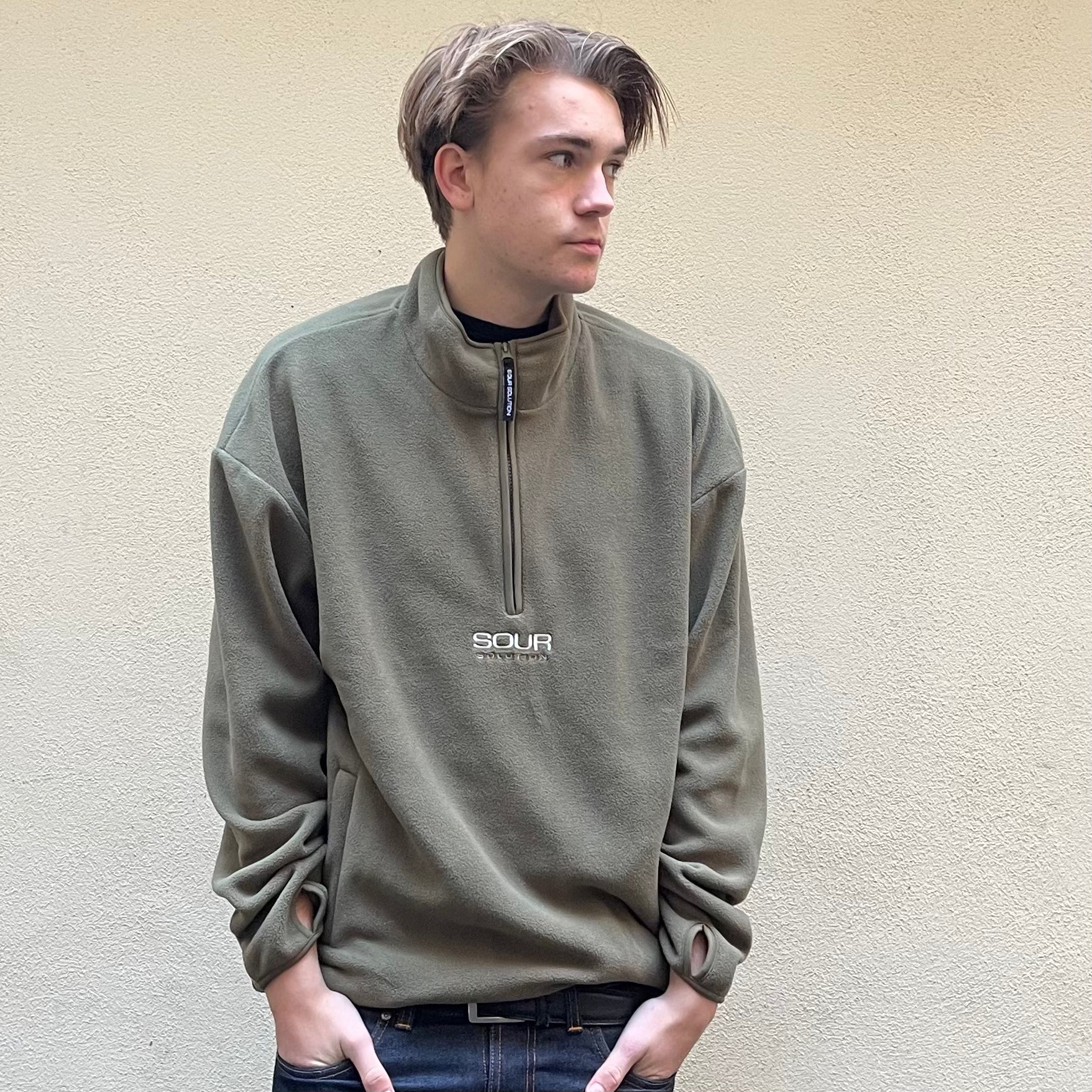 Sour Solution Olive Half Zip Fleece