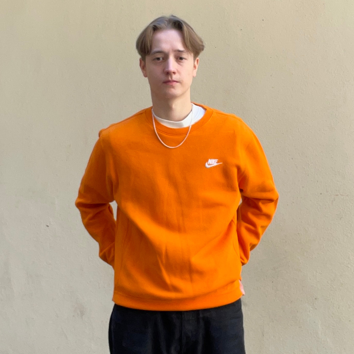 Nike Club Crew Sweat Magma Orange & White