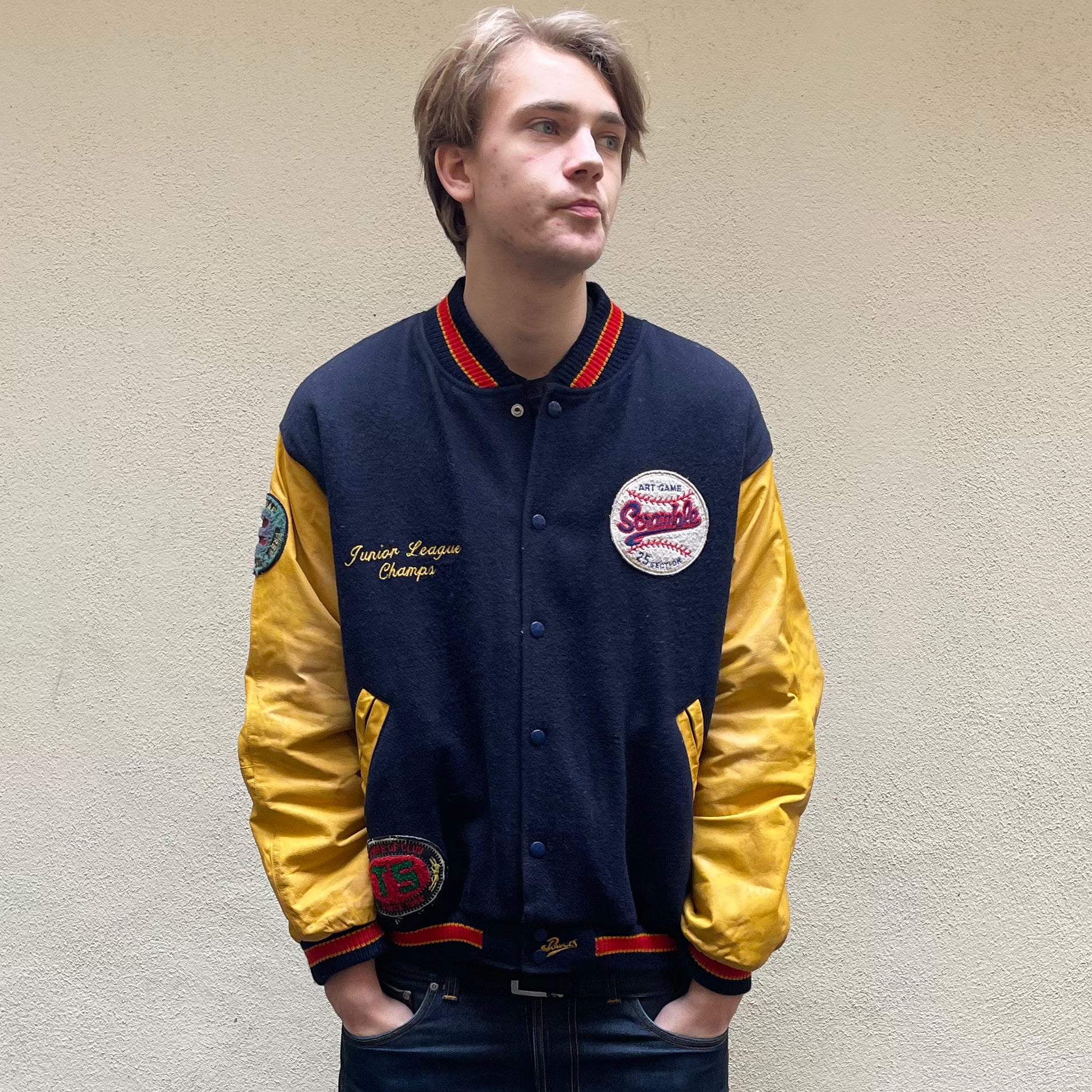 Vintage Powers Prescott Yellow Navy Baseball Jacket