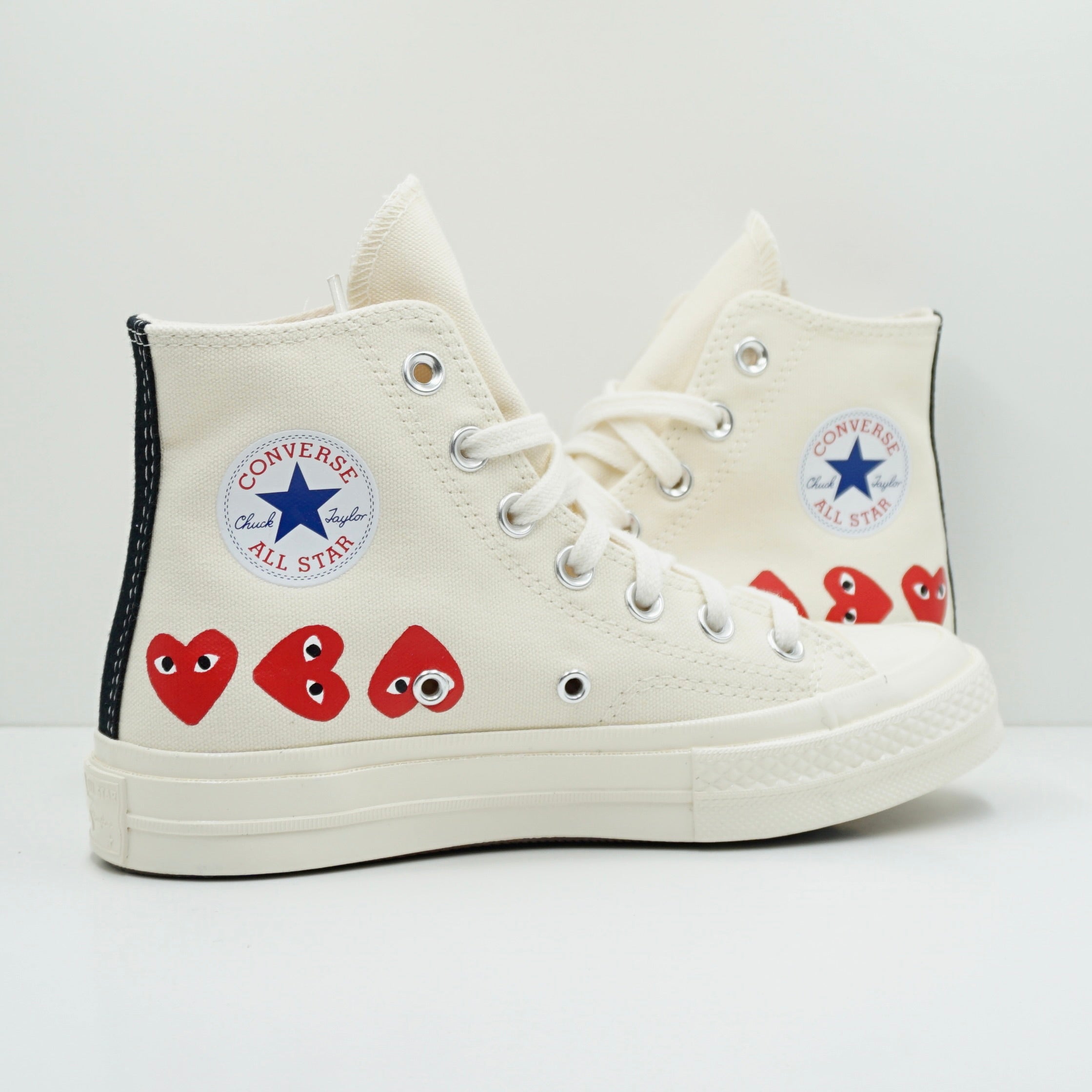 Converse x Comme Des Garçons Play Chuck Taylor 70 High Multi Heart Beige