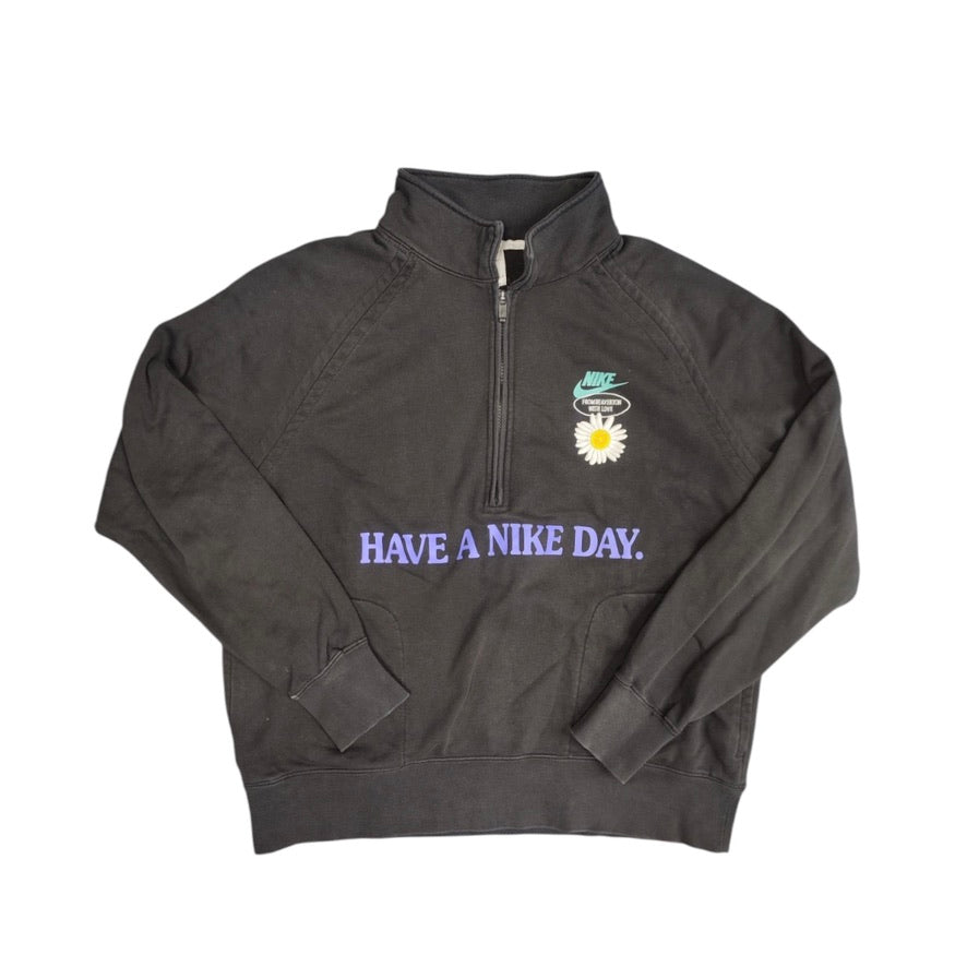 Nike Have A Nike Day Daisy Half Zip Black Sweatshirt