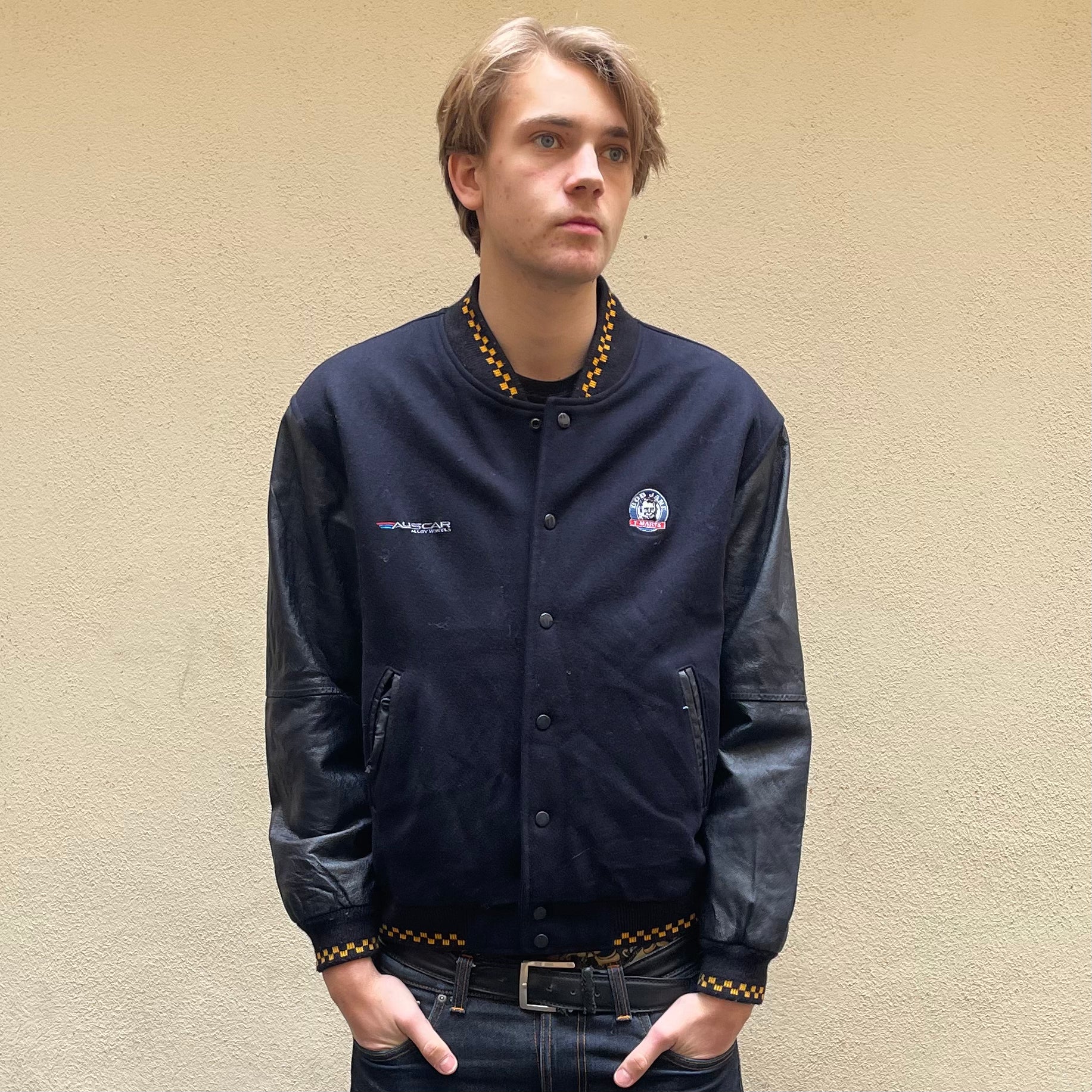 Bob Jane T-Marts Auscar Navy Black Varsity Jacket