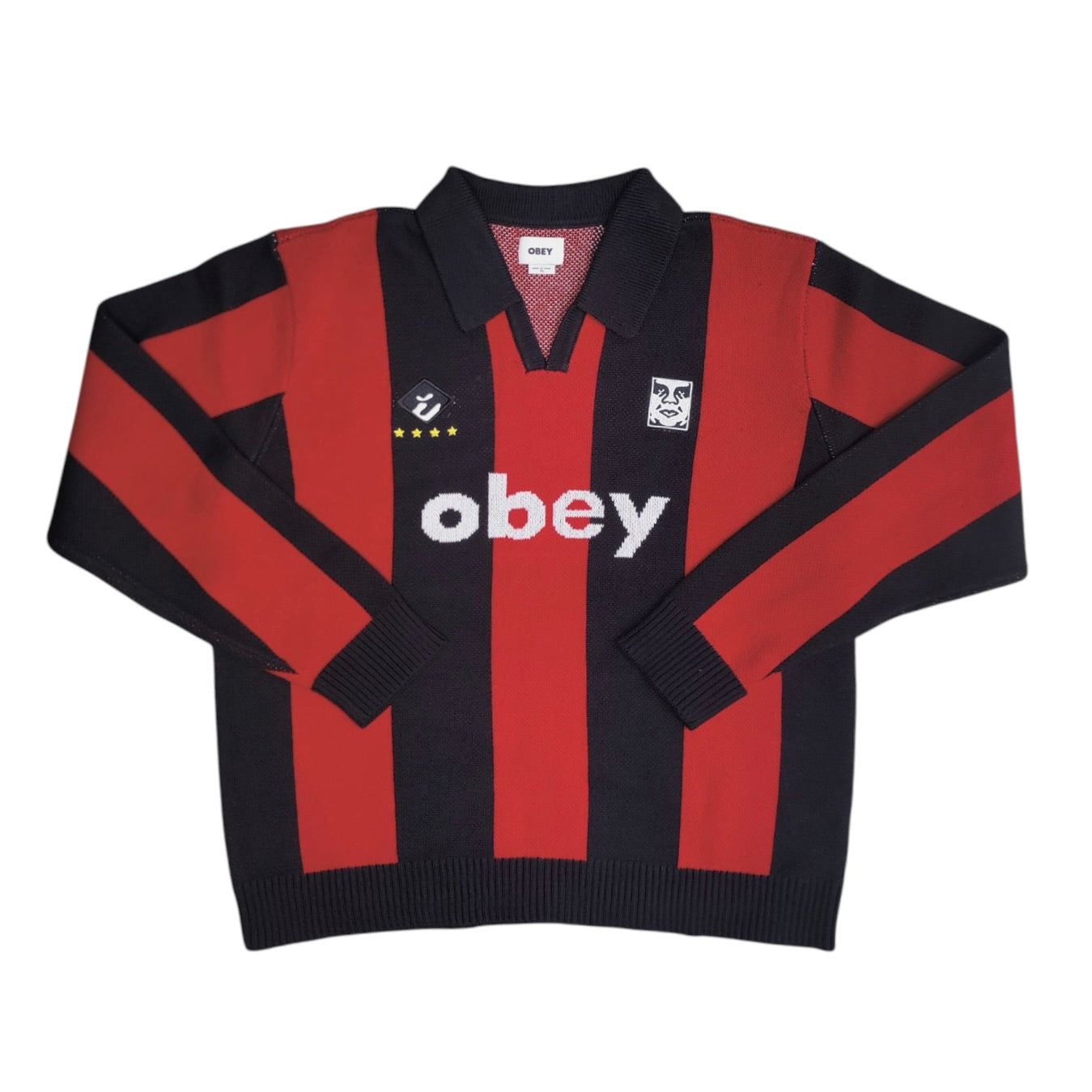 Obey Red Black Soccer Knitted Sweatshirt