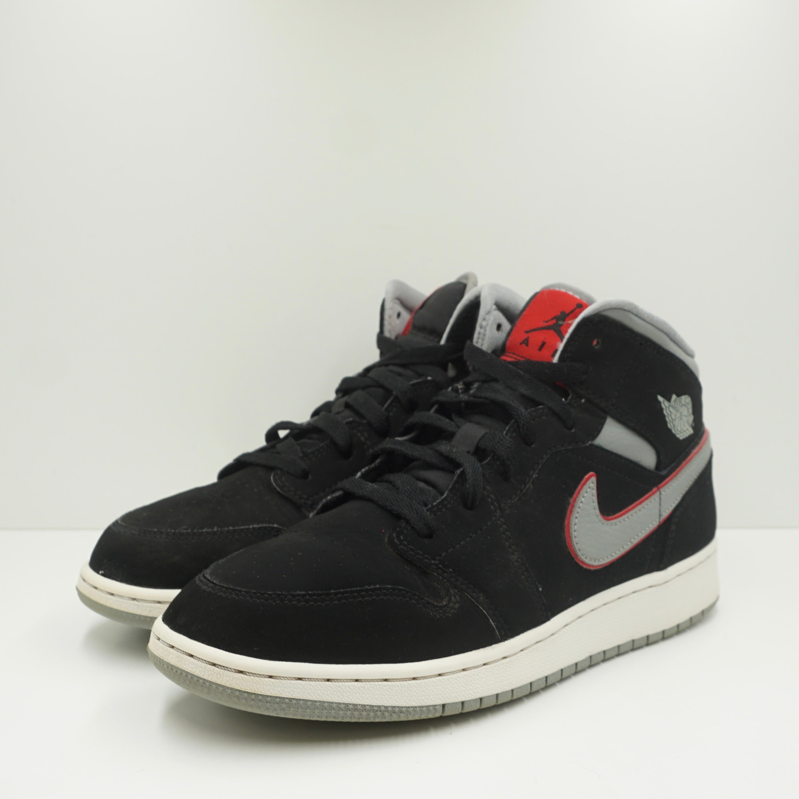 Jordan 1 Mid Black Particle Grey Gym Red (GS)
