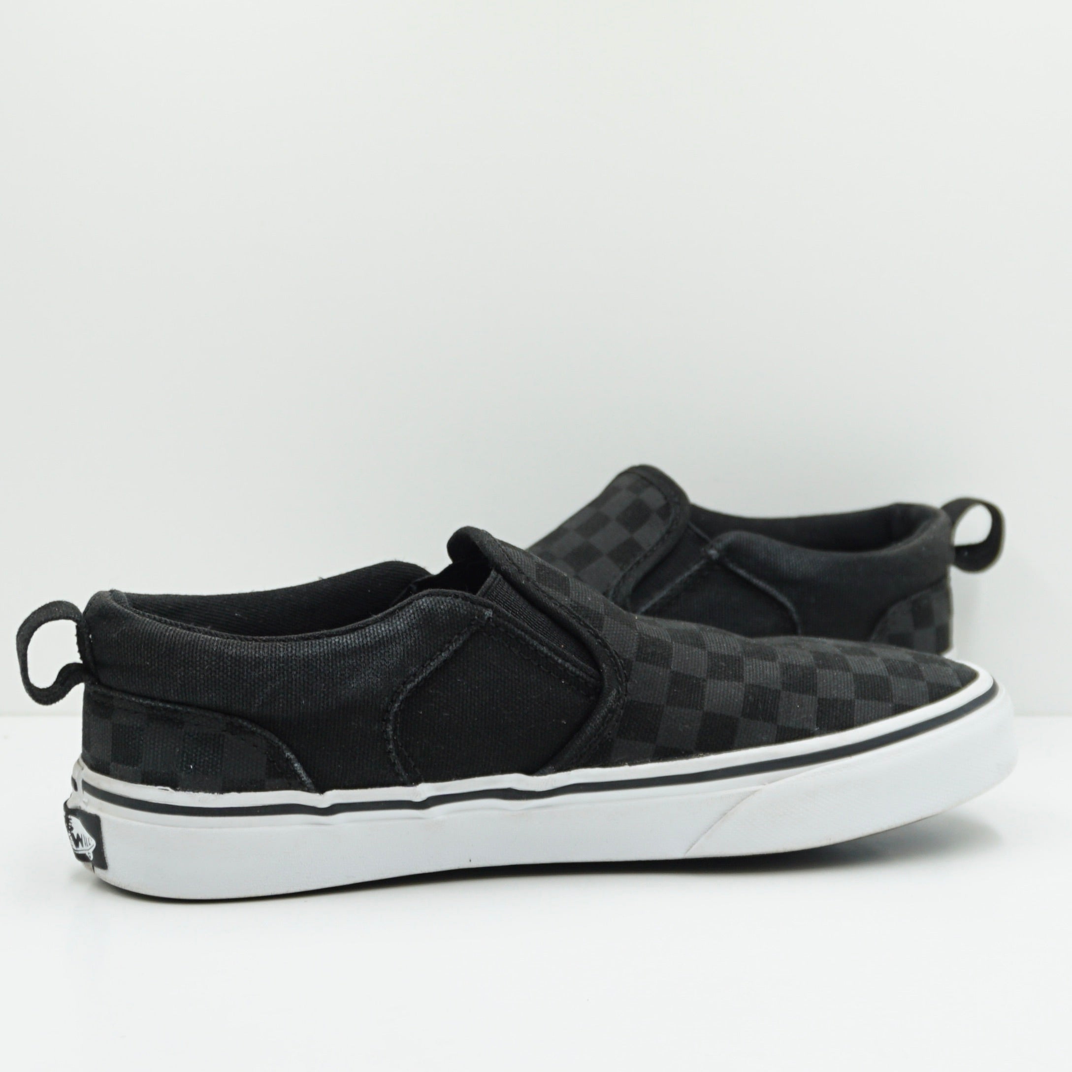 Vans Grey Black Checkered Slip On Kids