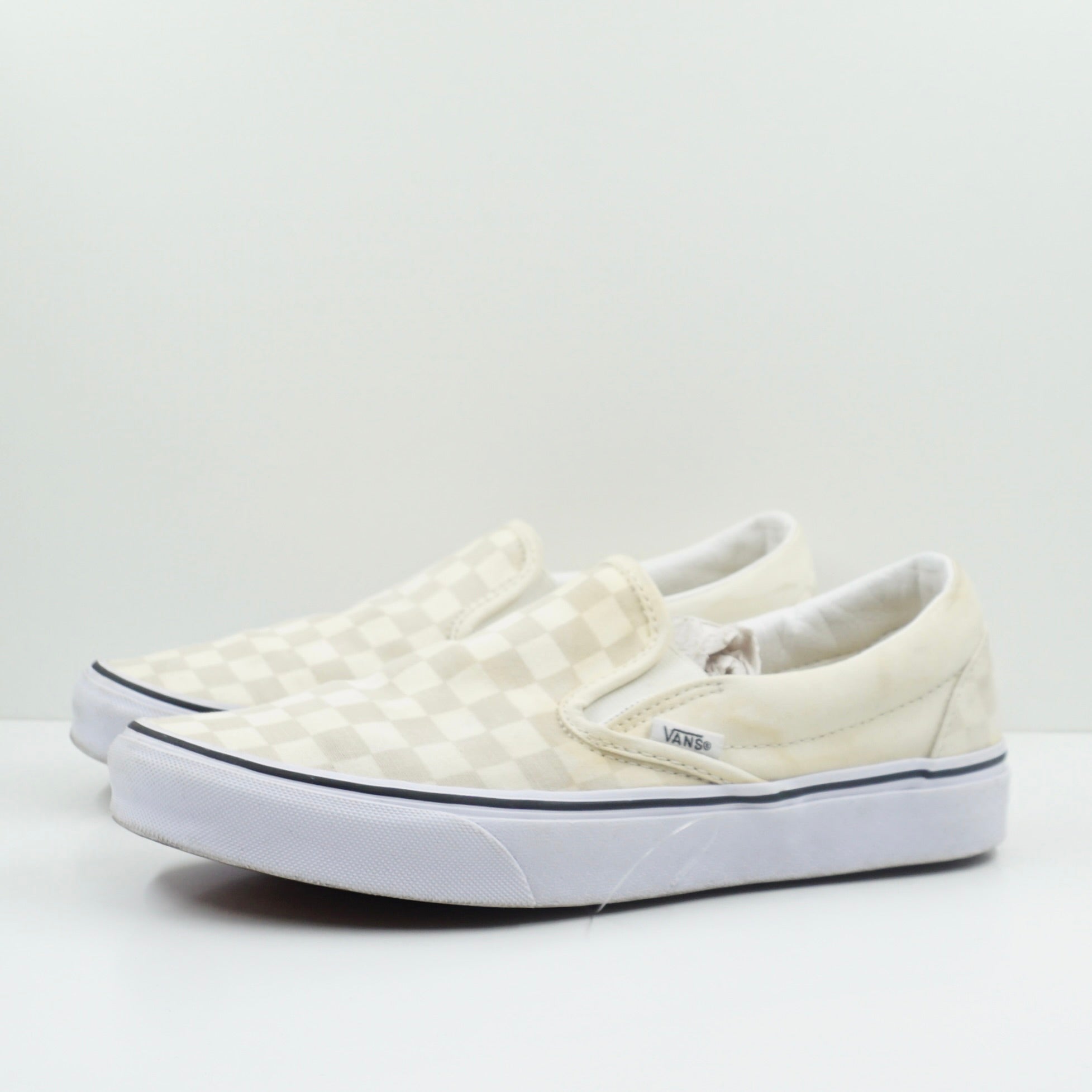Vans Slip On Checkerboard Beige White