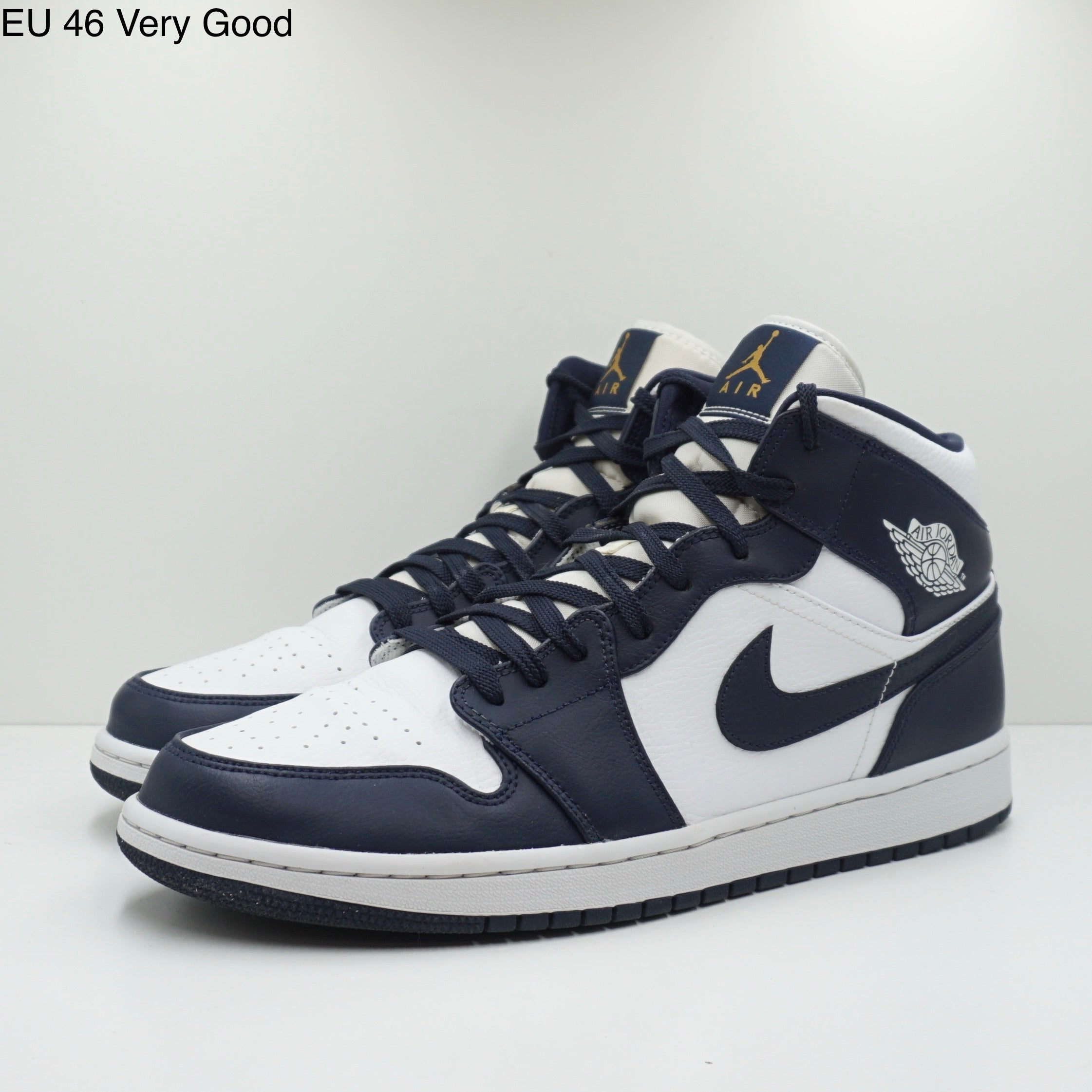 Jordan 1 Mid White Metallic Gold Obsidian