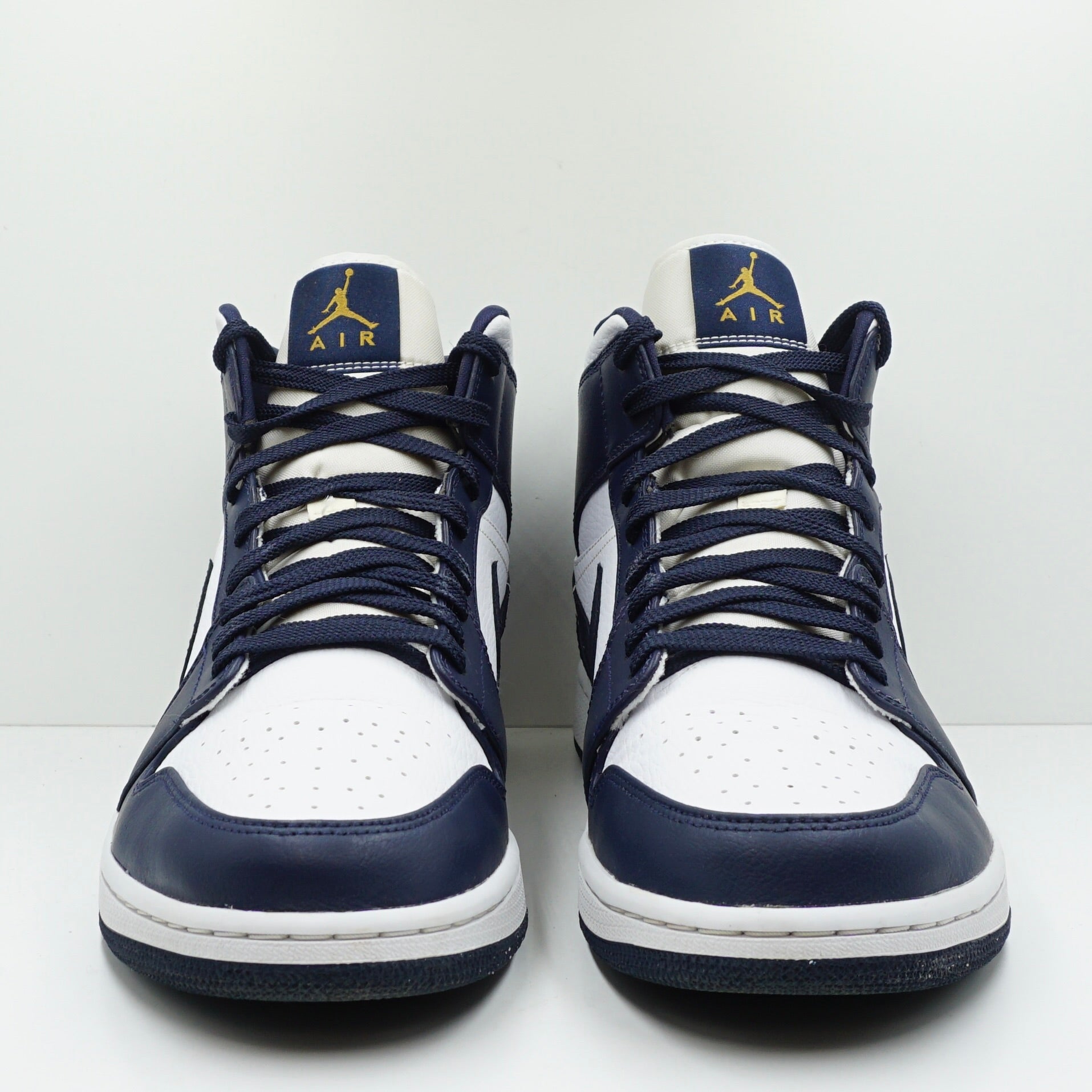 Jordan 1 Mid White Metallic Gold Obsidian