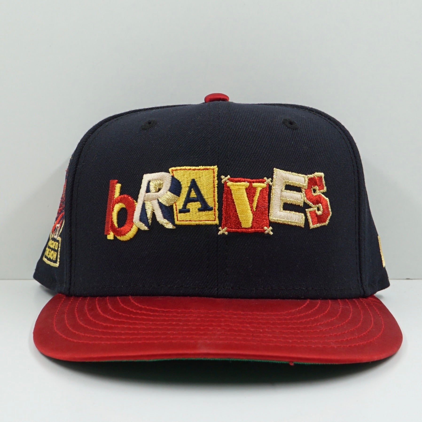 New Era Cooperstown Collection Atlanta Braves Navy Satin Fitted Cap