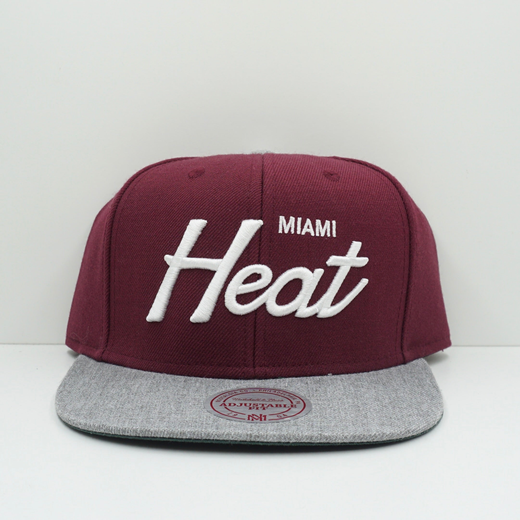 Mitchell & Ness Miami Heat Burgundy Grey Snapback Cap