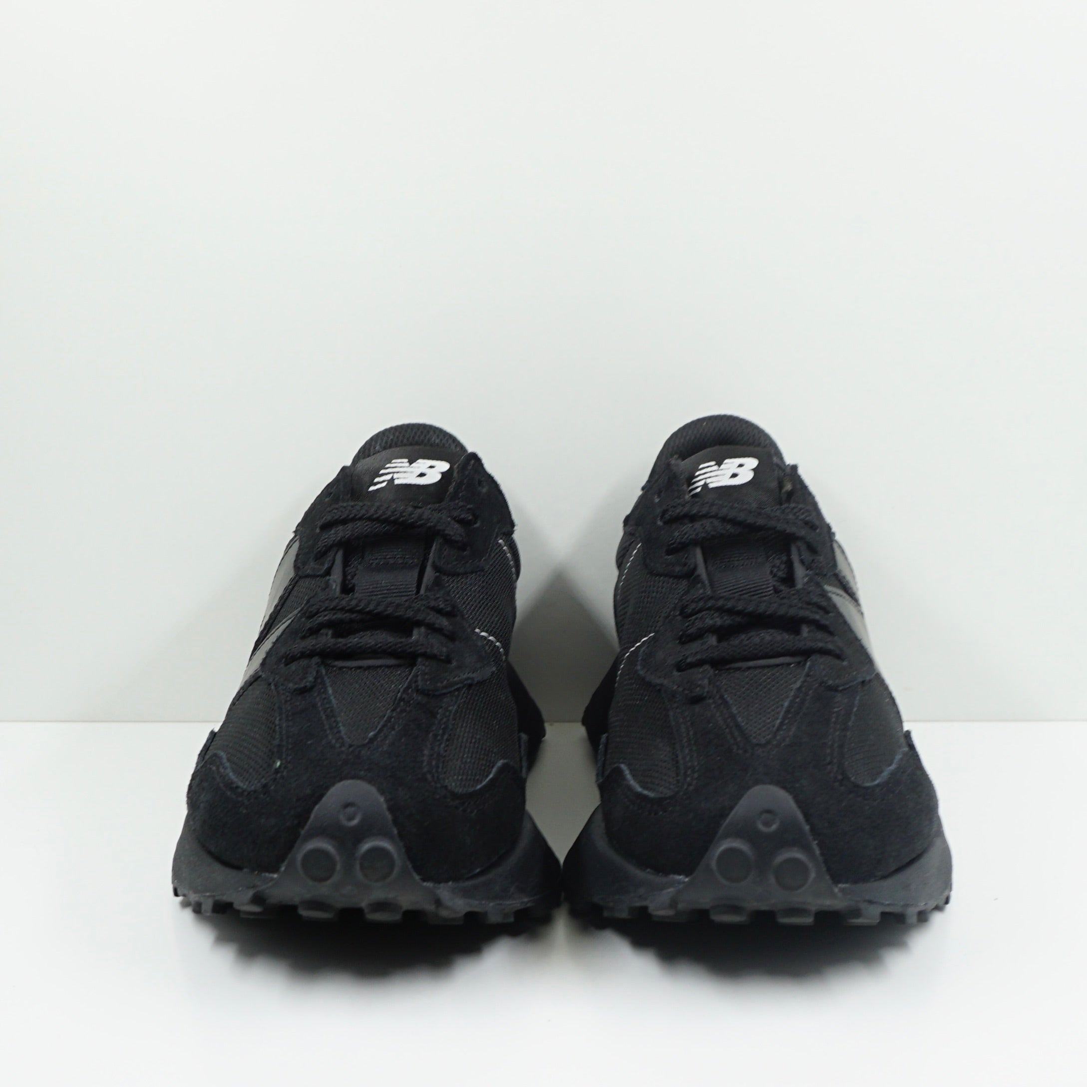 New Balance 327 Black White Tongue Logo