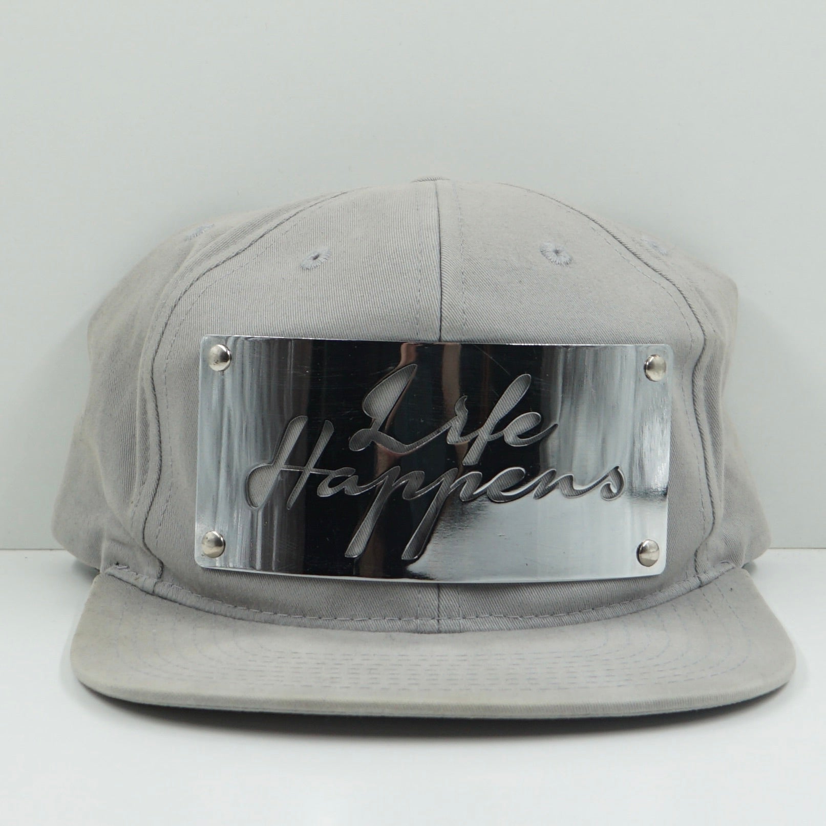 Life Happens Metal Frame Snapback Cap