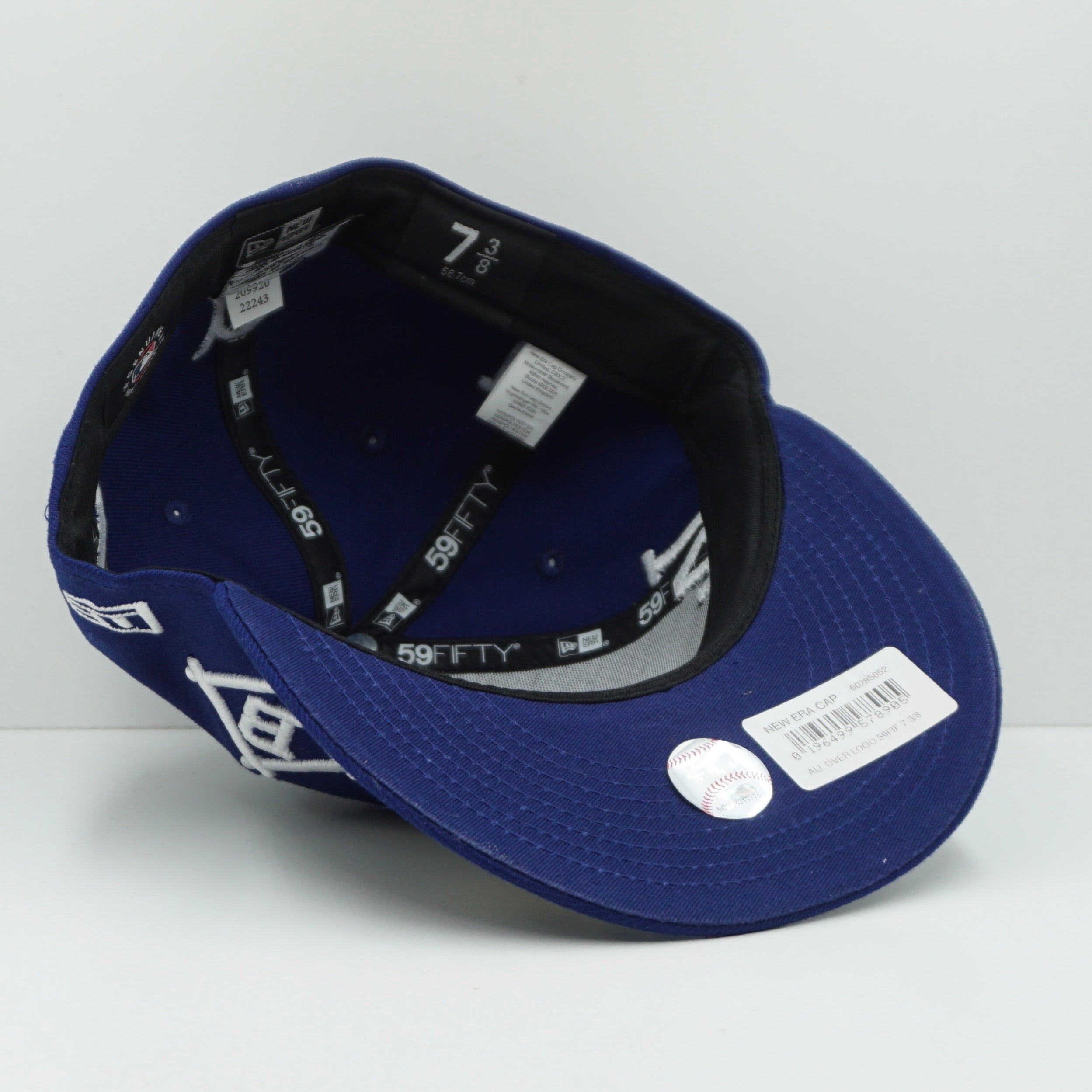 New Era Los Angeles Dodgers All Over Logo Dark Royal Blue Fitted Cap