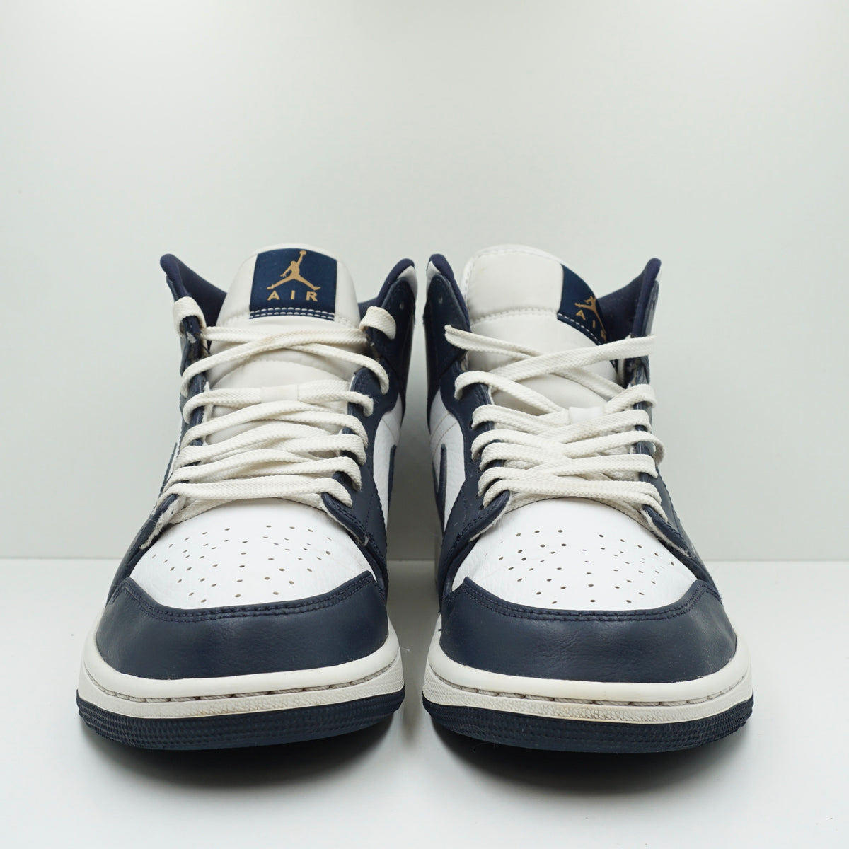 Jordan 1 Mid White Metallic Gold Obsidian