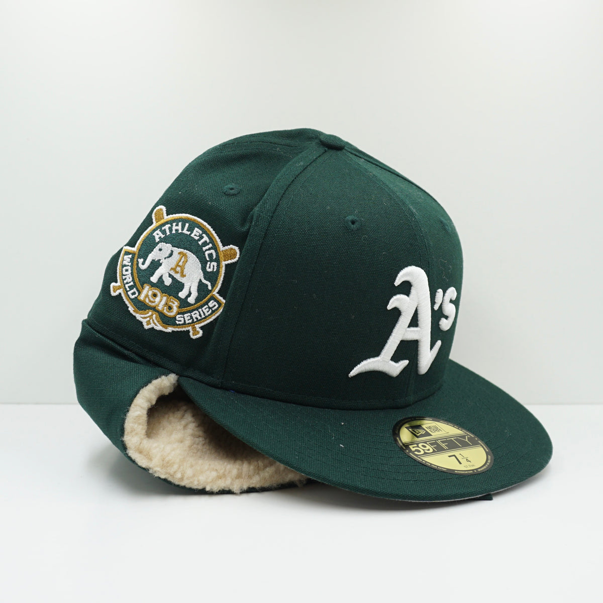 New Era Oakland A's Green Dogear Winter Fitted Cap